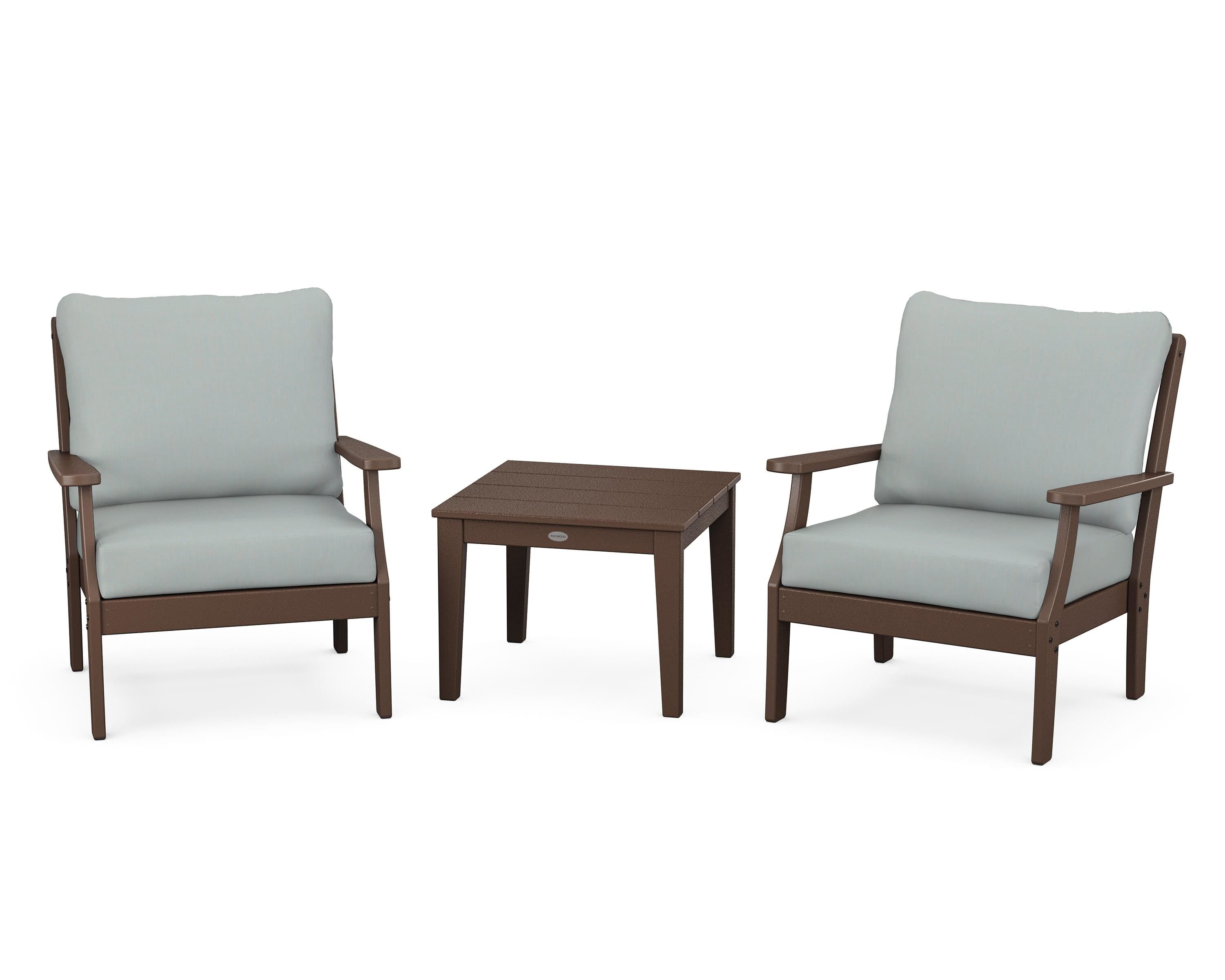 POLYWOOD Braxton 3-Piece Deep Seating Set in Mahogany / Spa