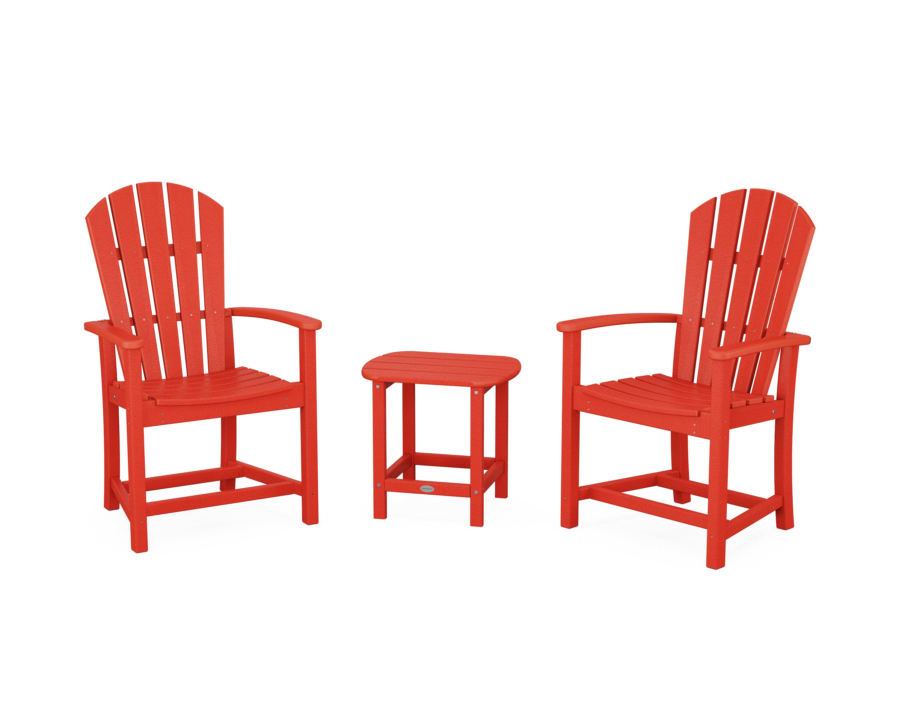 POLYWOOD Palm Coast 3-Piece Upright Adirondack Chair Set in Sunset Red