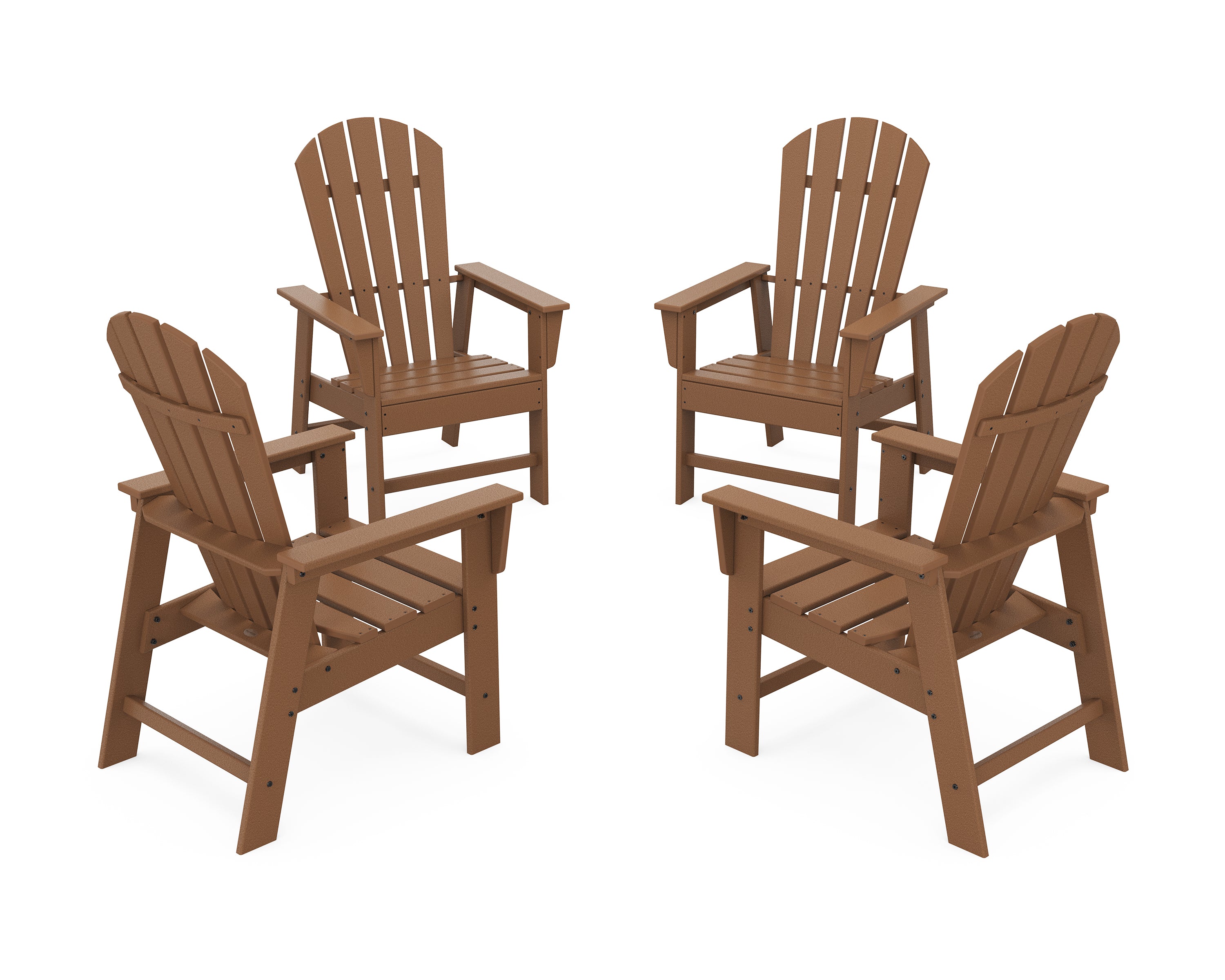 POLYWOOD 4-Piece South Beach Casual Chair Conversation Set in Teak