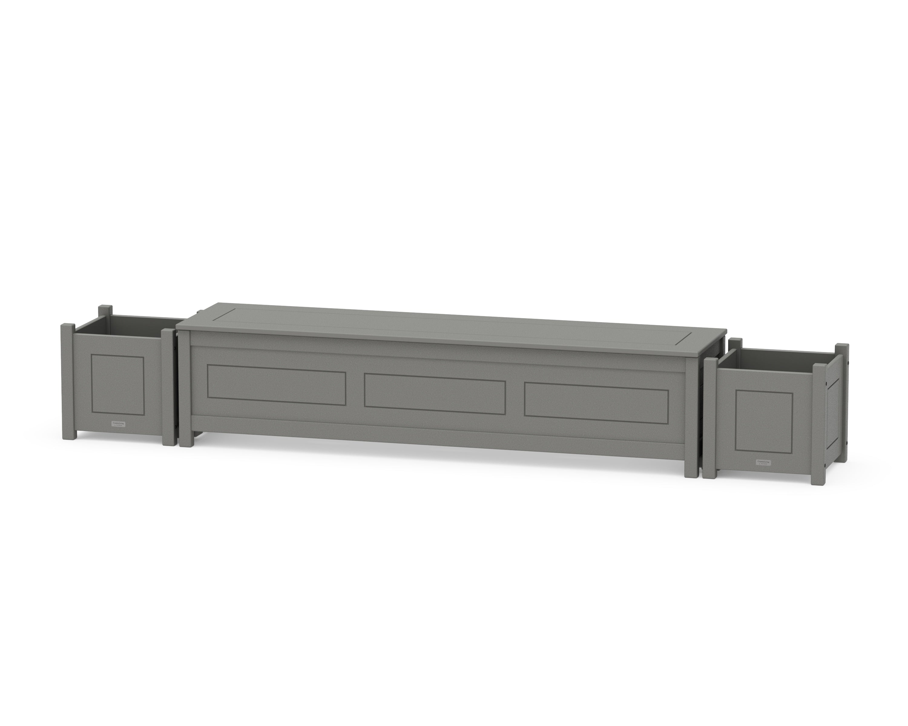 Country Living 72" Country Living Straight Planter Storage Bench Set in Slate Grey