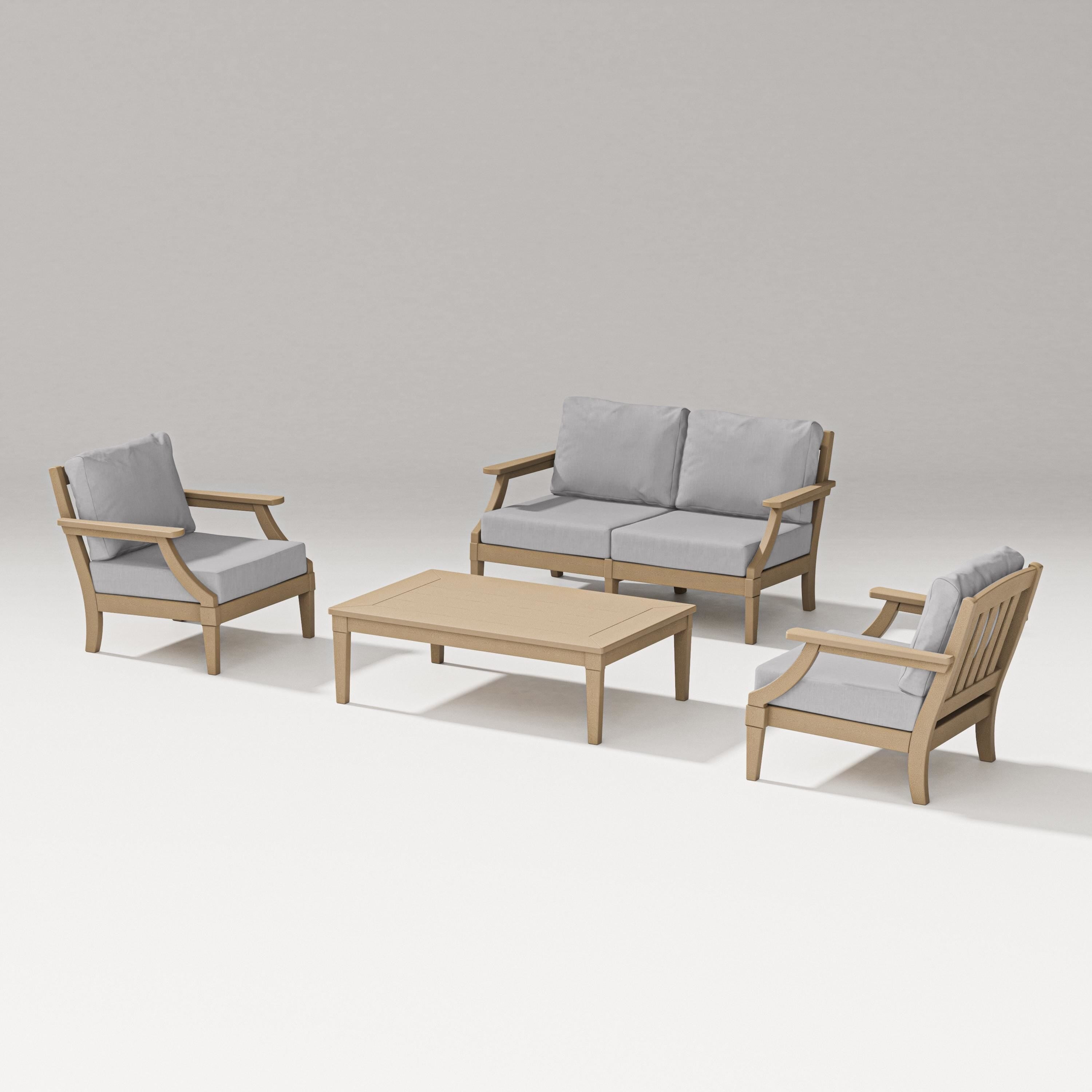 PW Designer Series Estate Lounge 4-Piece Loveseat Set in Vintage Sahara / Granite