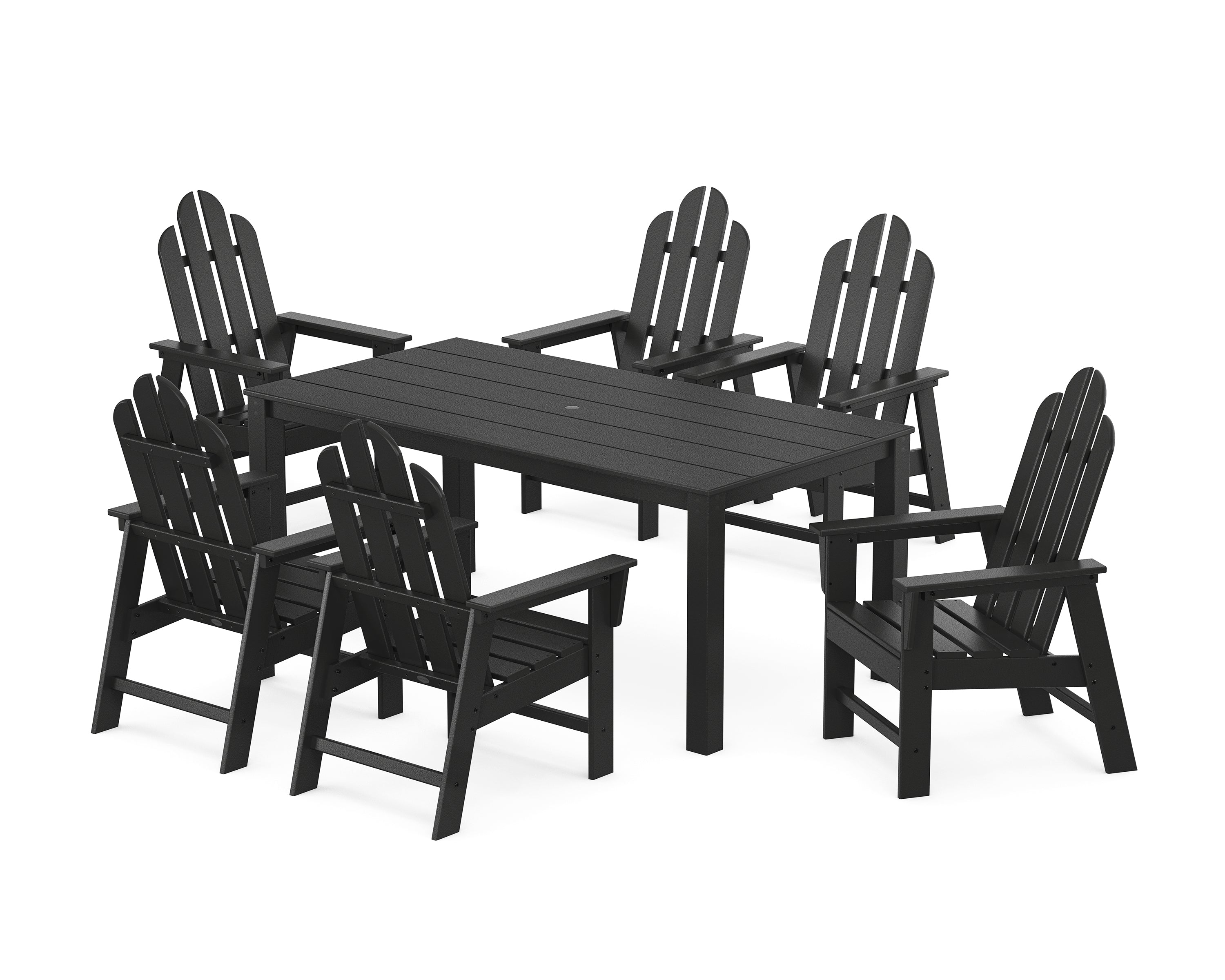 POLYWOOD Long Island 7-Piece Parsons Dining Set in Black