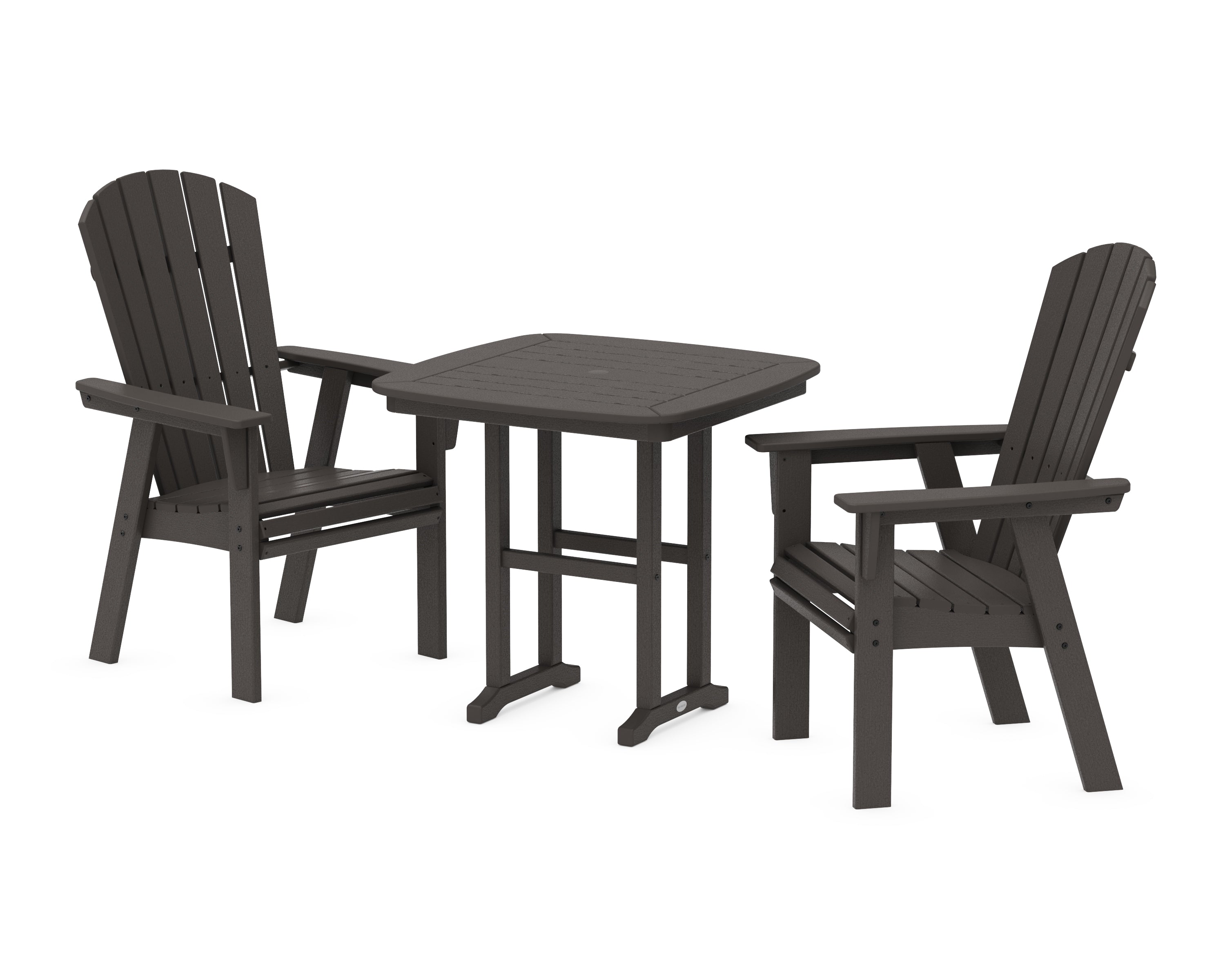 POLYWOOD Nautical Adirondack 3-Piece Dining Set in Vintage Coffee