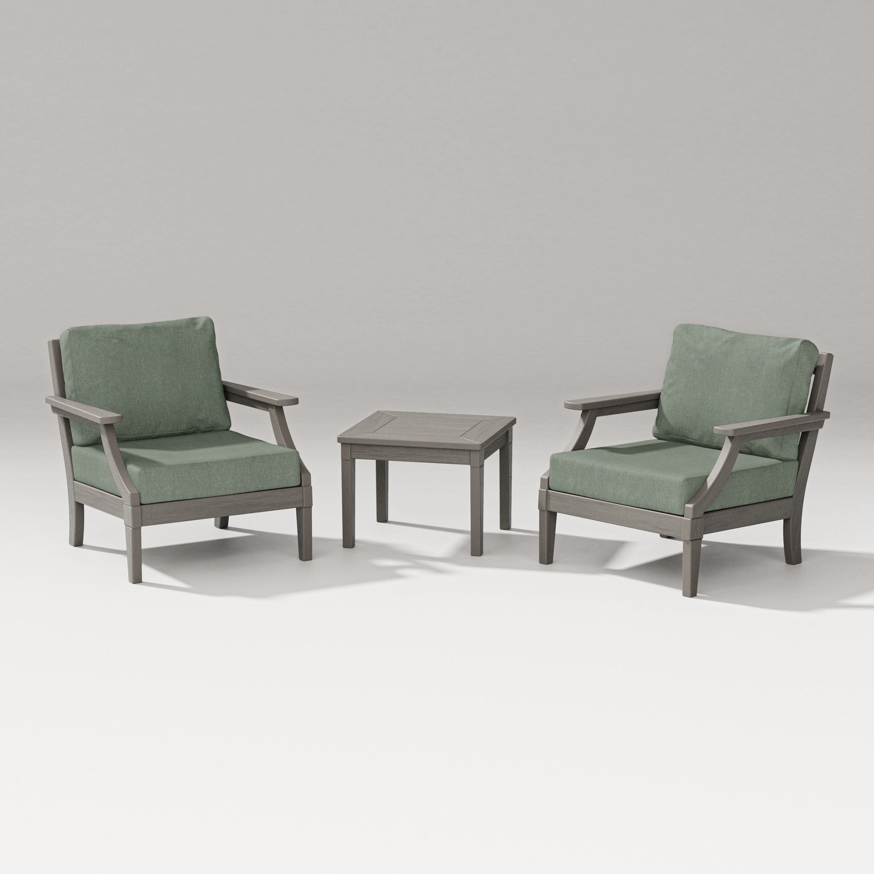 PW Designer Series Estate 3-Piece Lounge Chair Set in Driftwood / Cast Sage