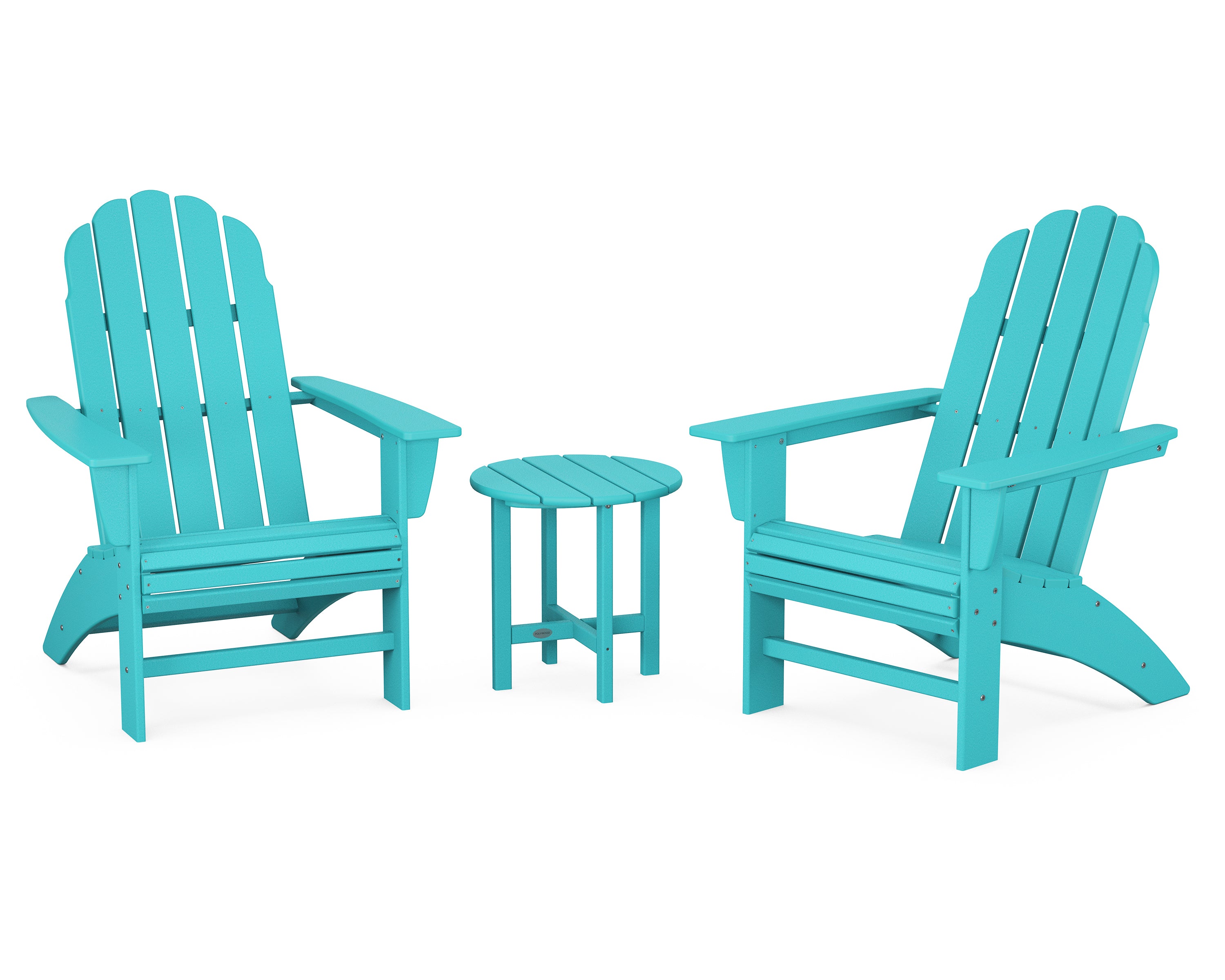 POLYWOOD Vineyard 3-Piece Curveback Adirondack Set in Aruba