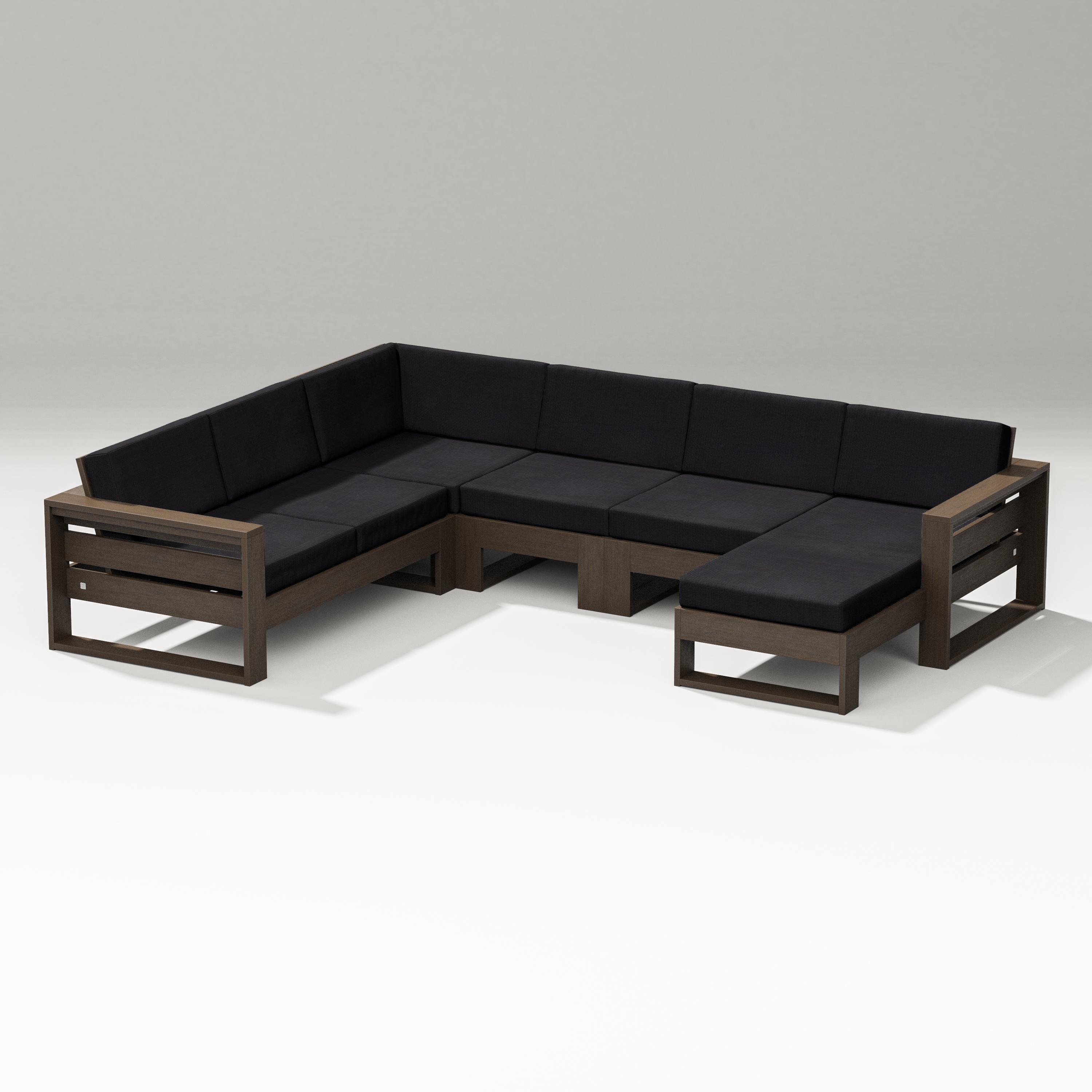 PW Designer Series Latitude Corner Sectional with Right Chaise in Kona / Midnight Linen