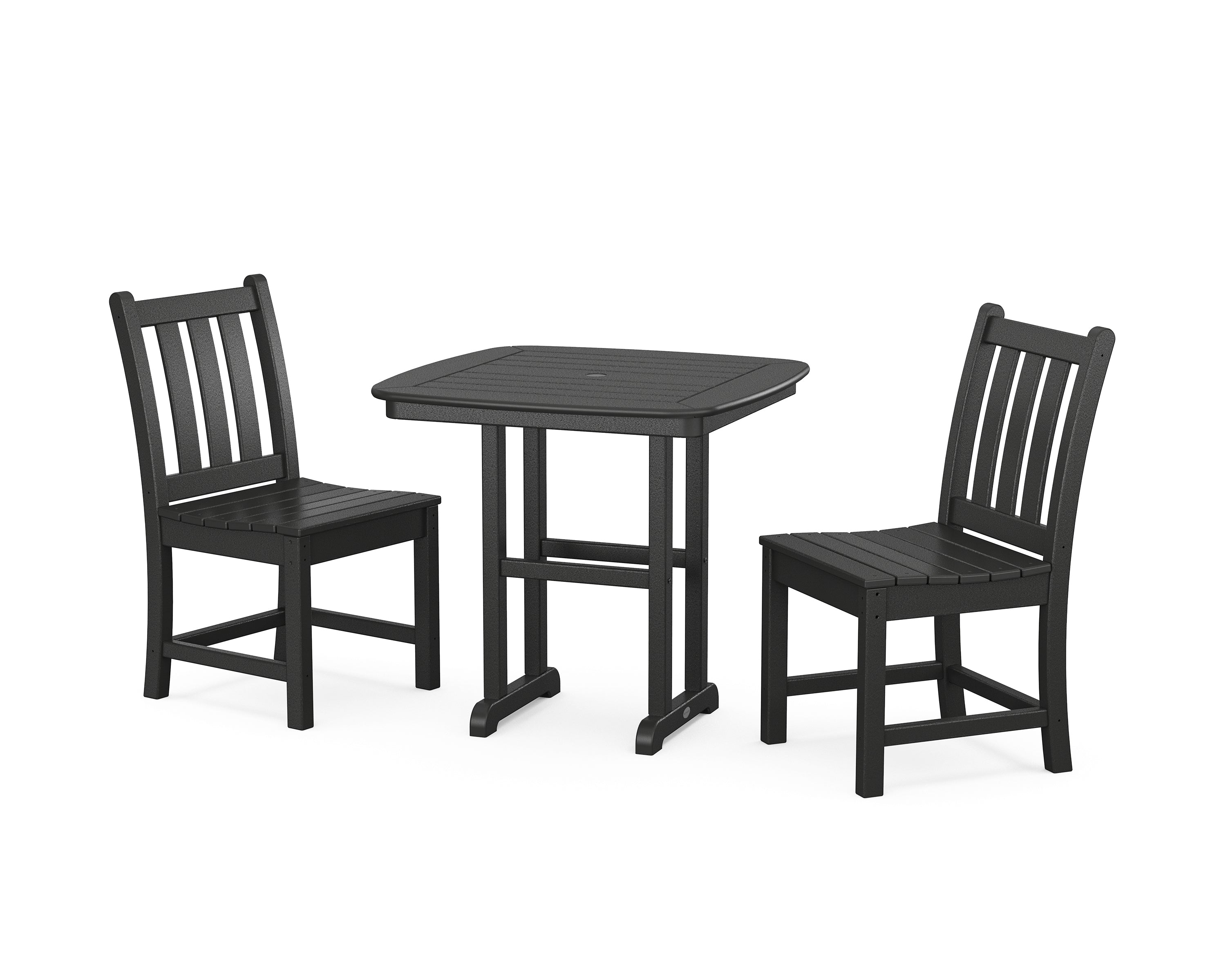 POLYWOOD Traditional Garden Side Chair 3-Piece Dining Set in Black
