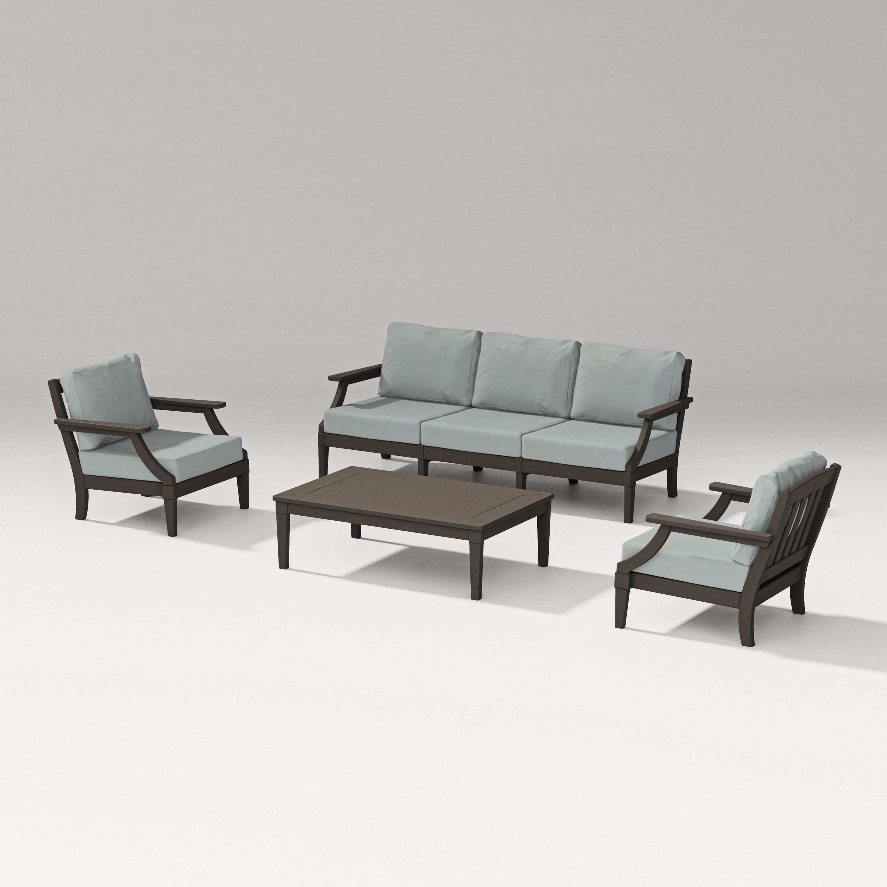 PW Designer Series Estate 4-Piece Lounge Sofa Set in Vintage Coffee / Spa