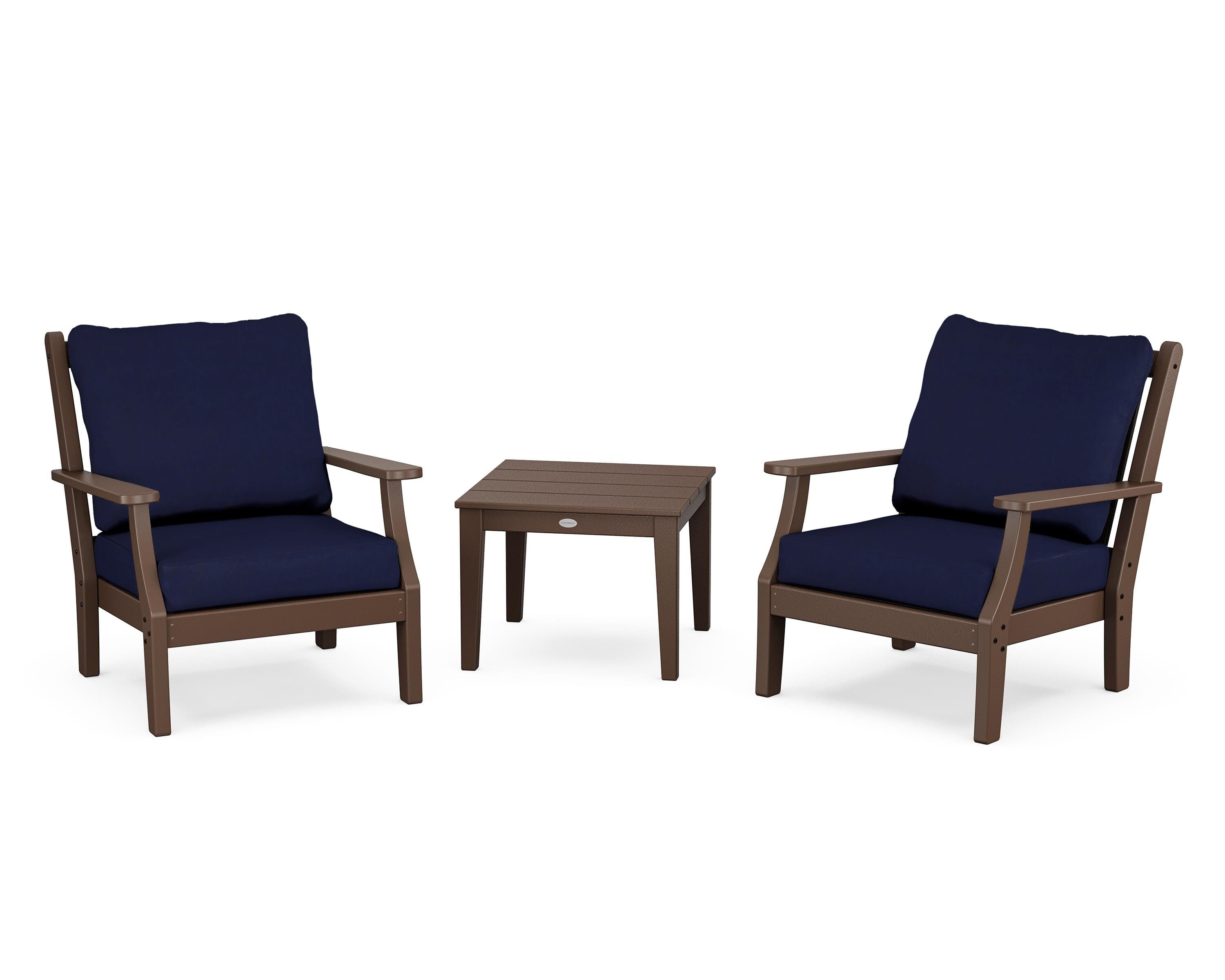 Country Living Wovendale 3-Piece Deep Seating Set in Mahogany / Navy