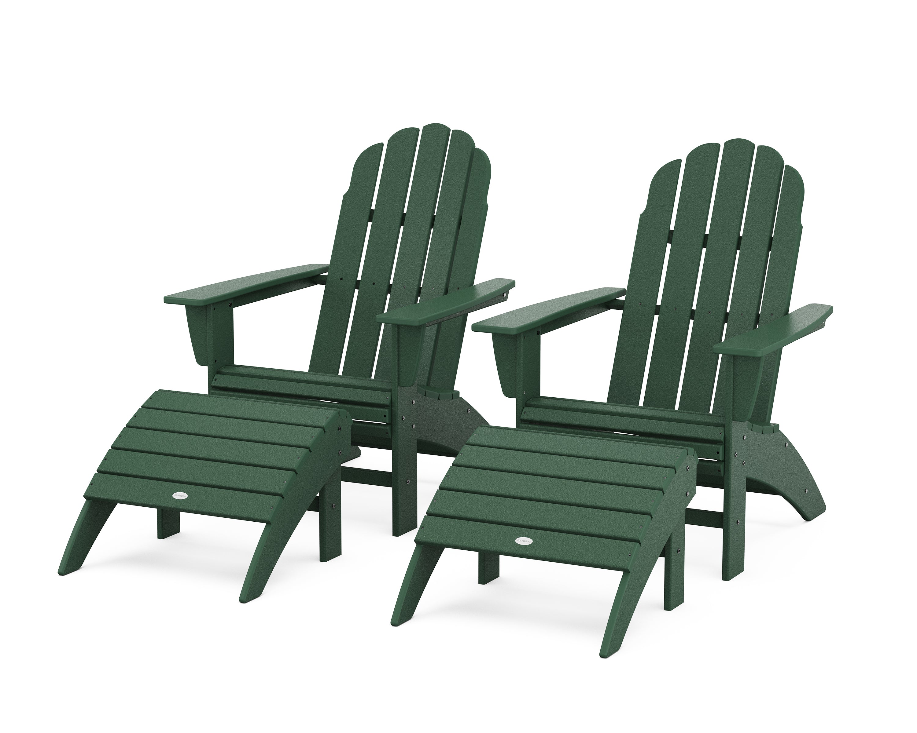 POLYWOOD Vineyard Curveback Adirondack Chair 4-Piece Set with Ottomans in Green