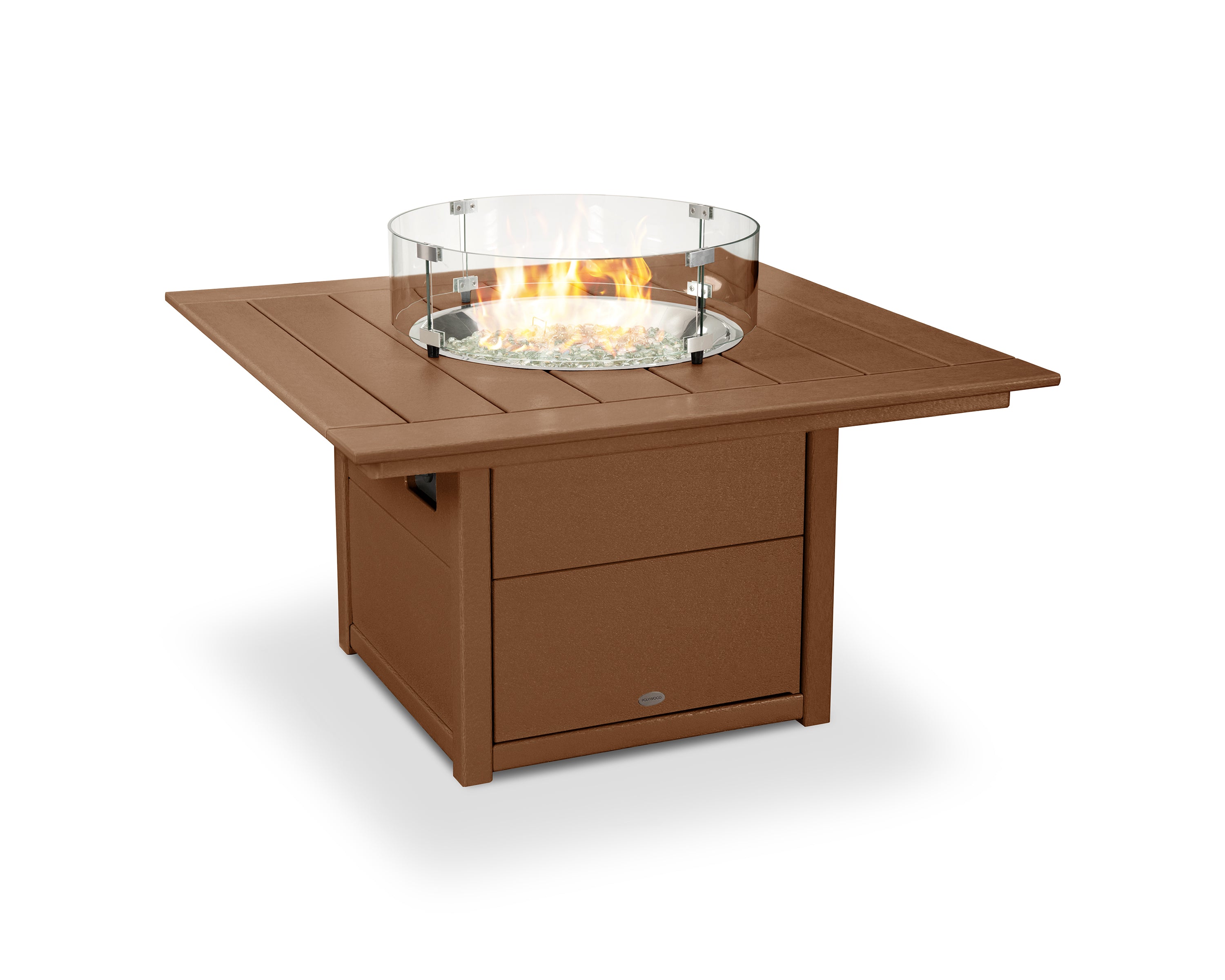 POLYWOOD Square 42" Fire Pit Table in Teak