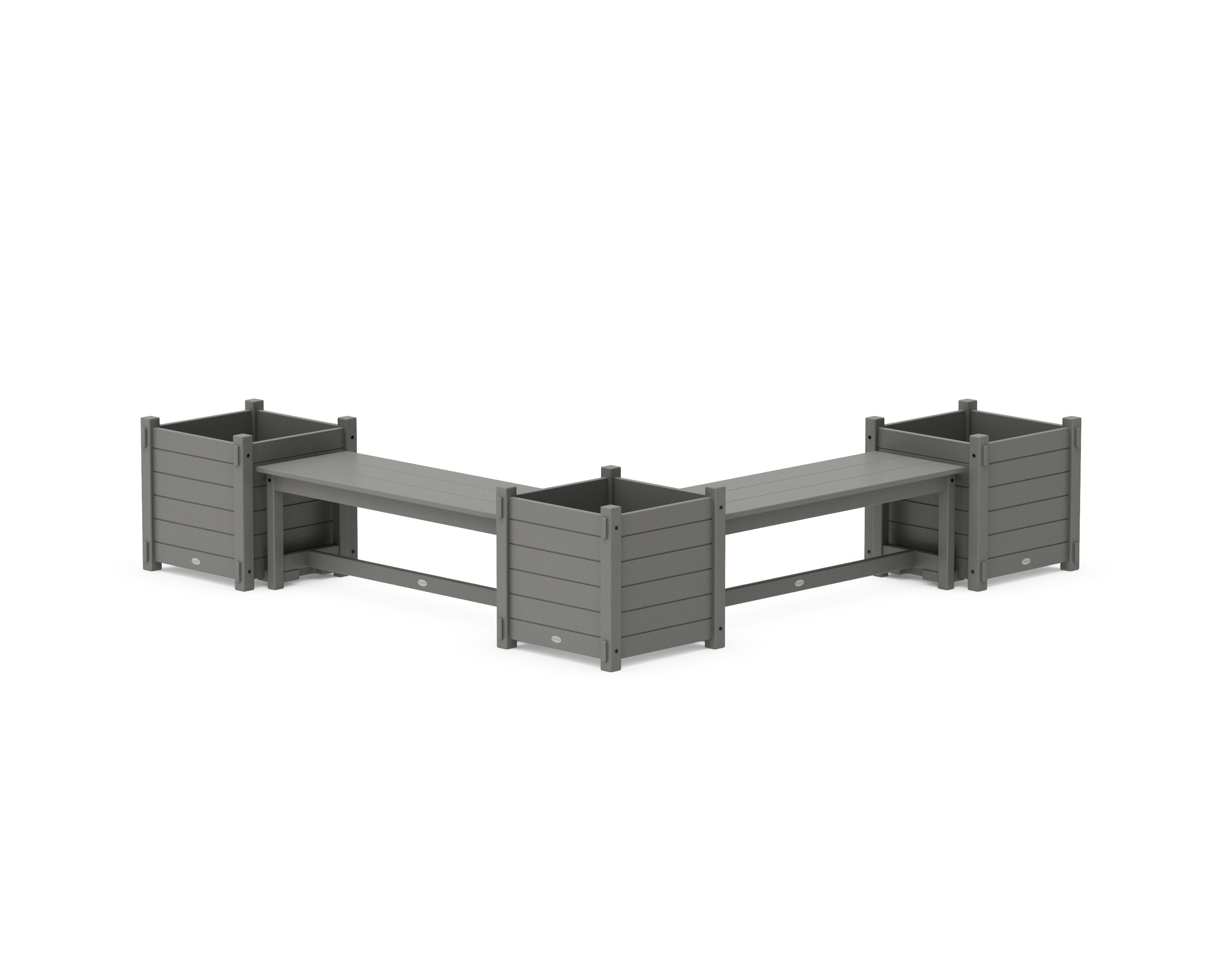 POLYWOOD 48" Nautical L- Shaped Planter Bench Corner Set - Large in Slate Grey
