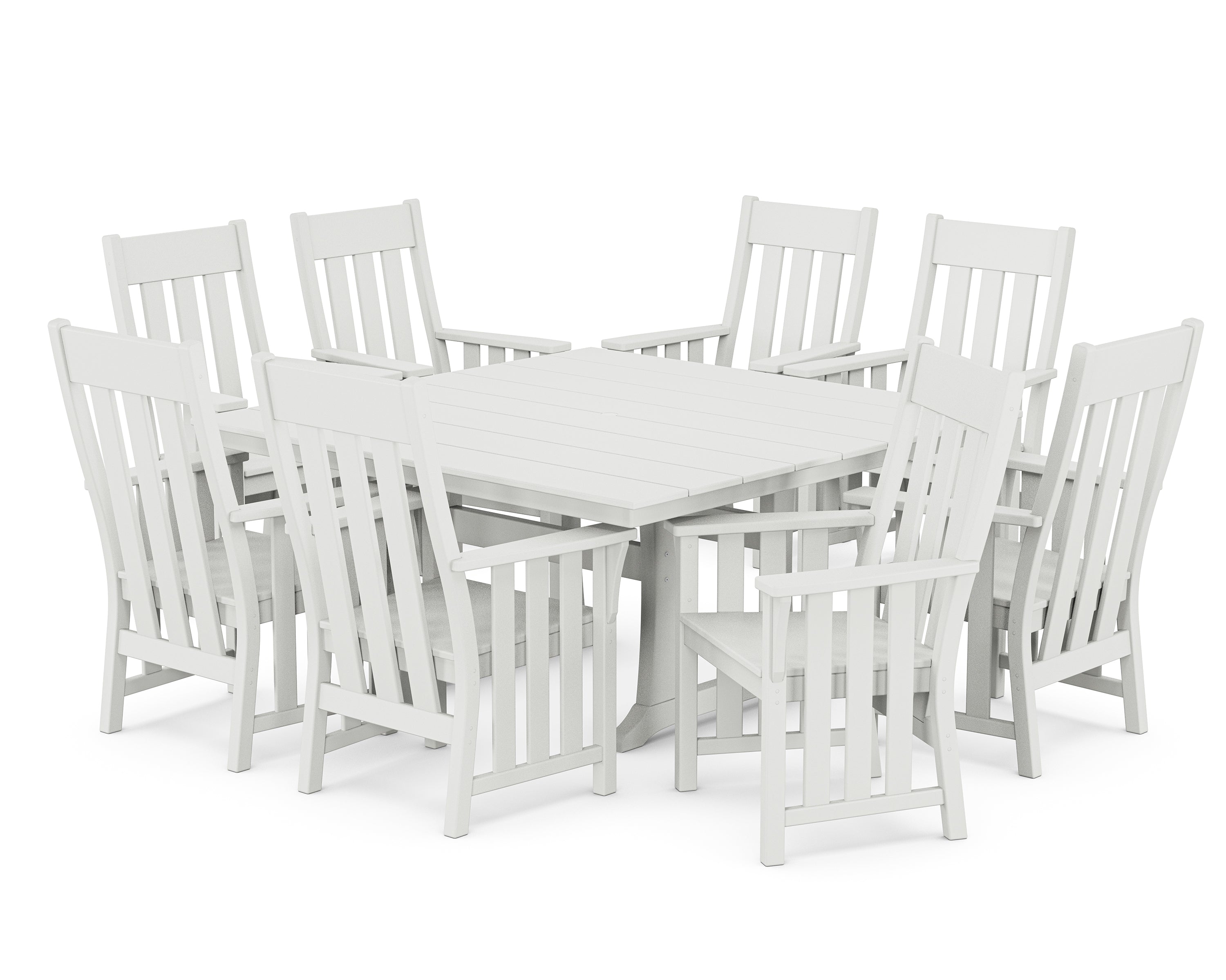 Martha Stewart by POLYWOOD Acadia 9-Piece Square Farmhouse Dining Set with Trestle Legs in White