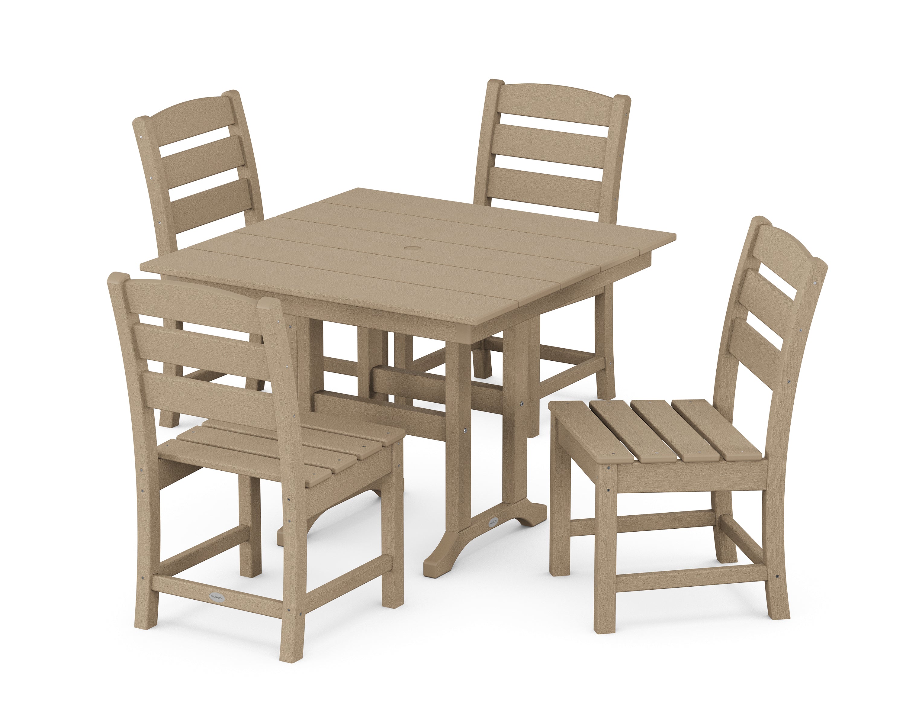 POLYWOOD Lakeside Side Chair 5-Piece Farmhouse Dining Set in Vintage Sahara