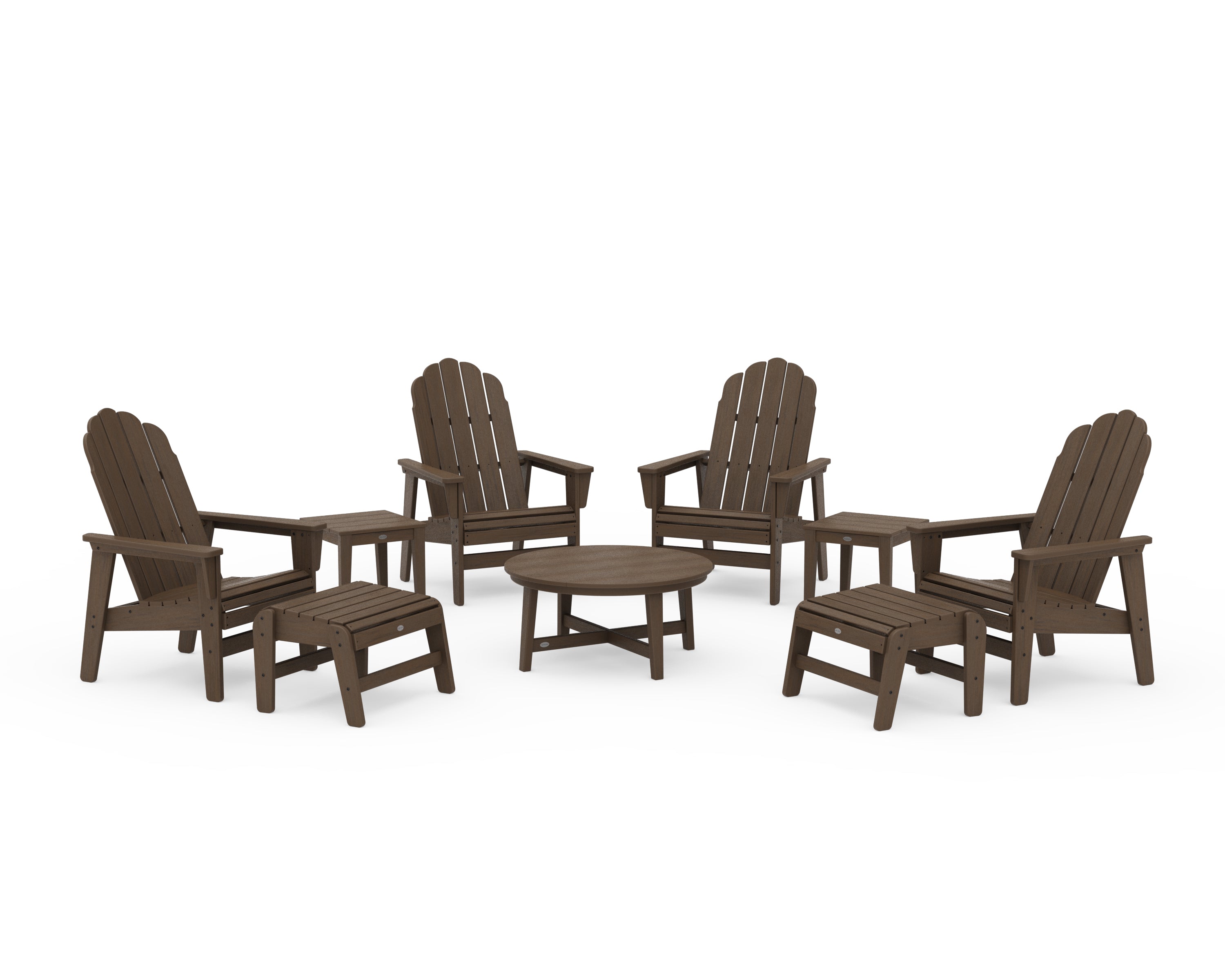POLYWOOD Vineyard Grand Upright Adirondack 9-Piece Conversation Set in Kona