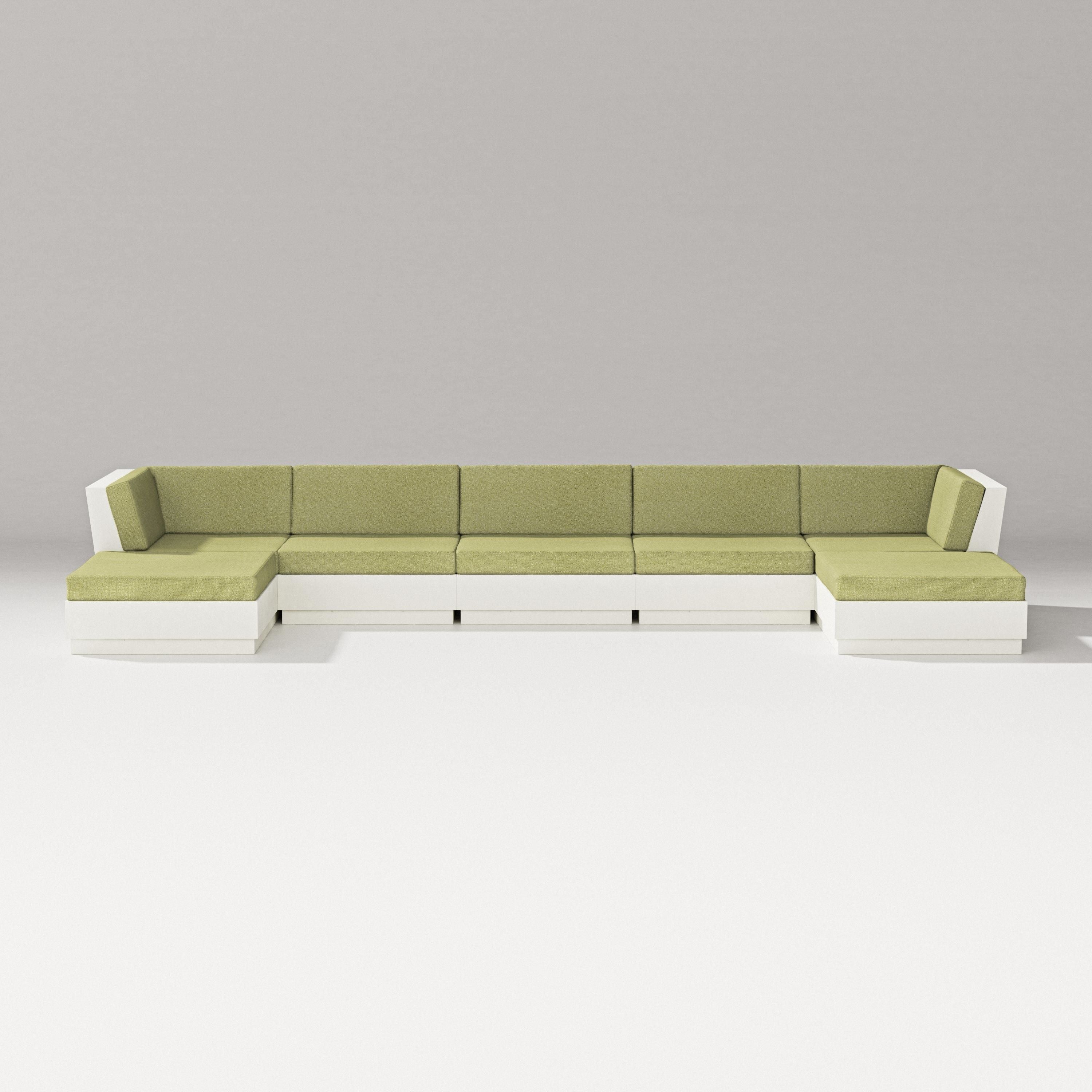 PW Designer Series Elevate 7-Piece Double Chaise Sectional in Vintage White / Chartreuse Boucle