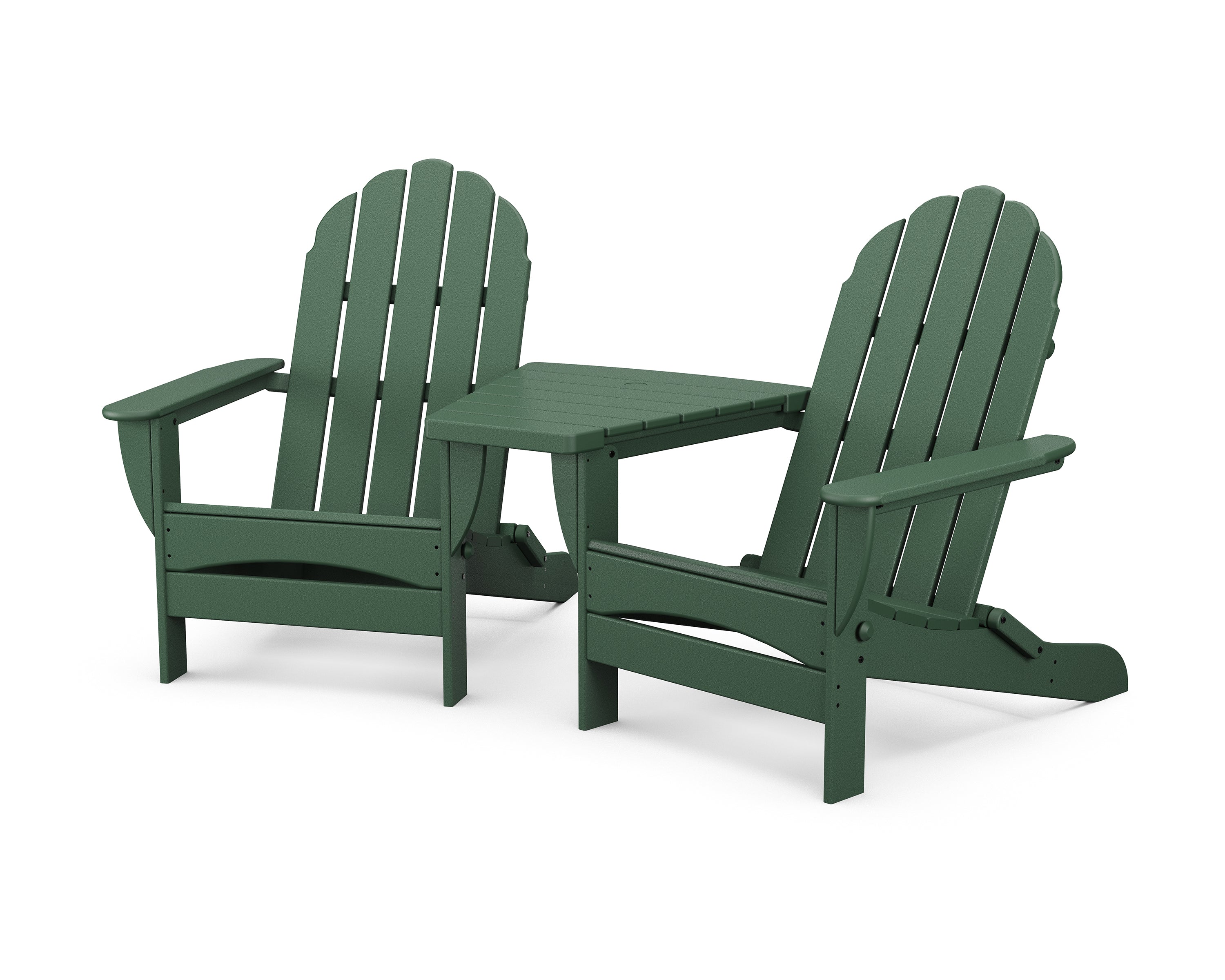 POLYWOOD Classic Oversized Adirondacks with Angled Connecting Table in Green