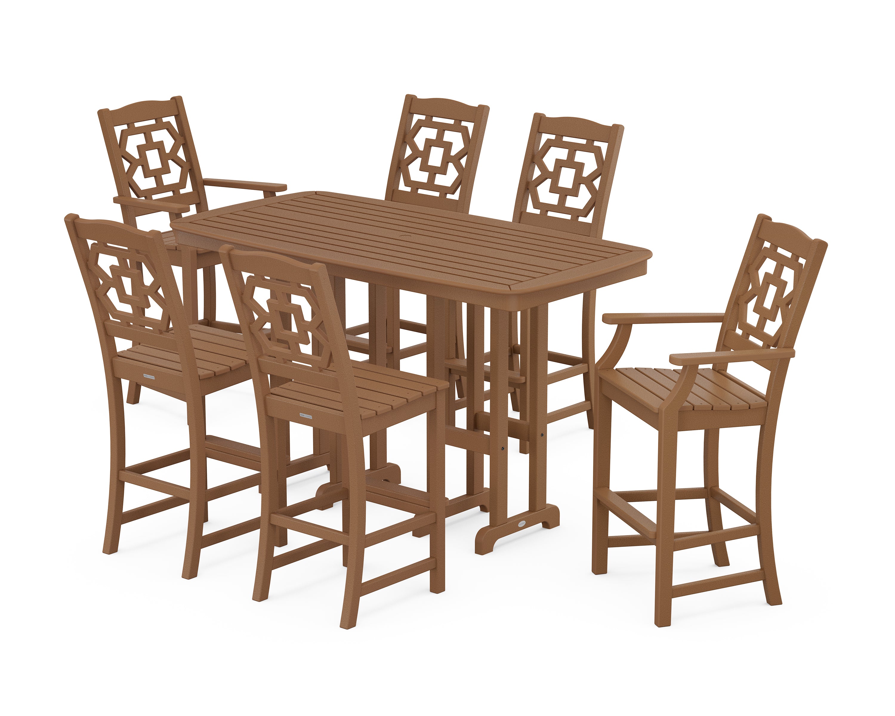 Martha Stewart by POLYWOOD Chinoiserie 7-Piece Bar Set in Teak