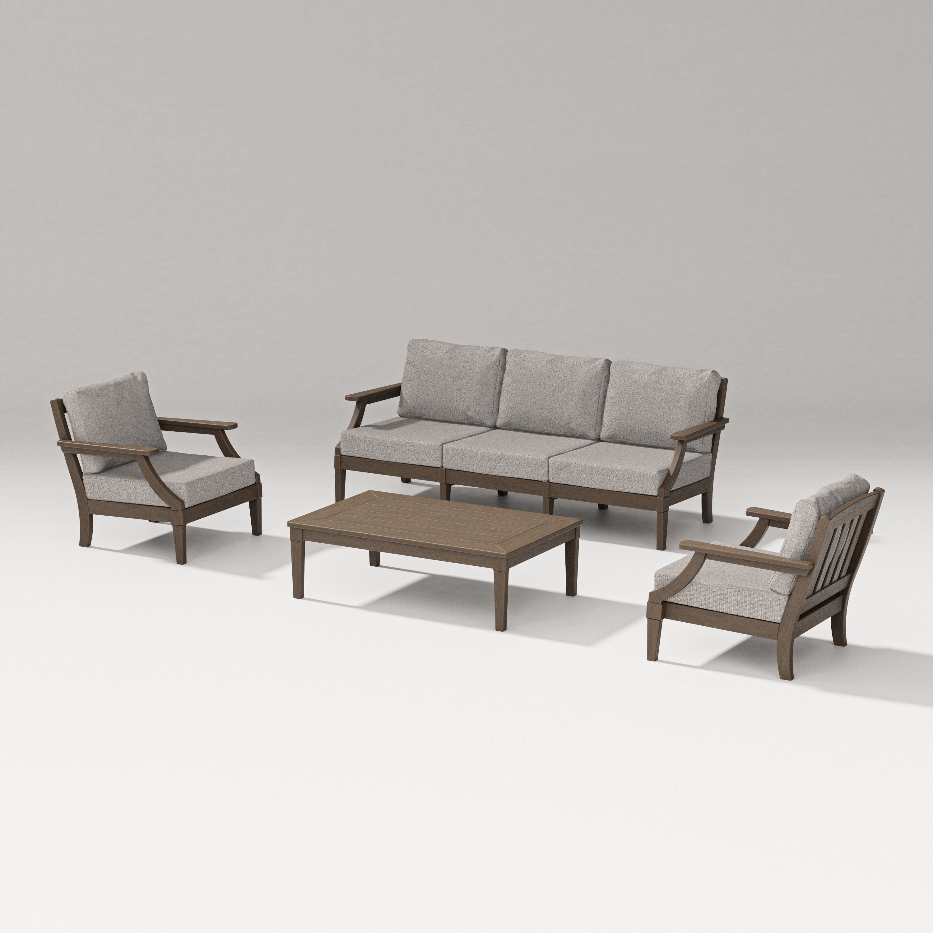 PW Designer Series Estate 4-Piece Lounge Sofa Set in Kona / Weathered Tweed