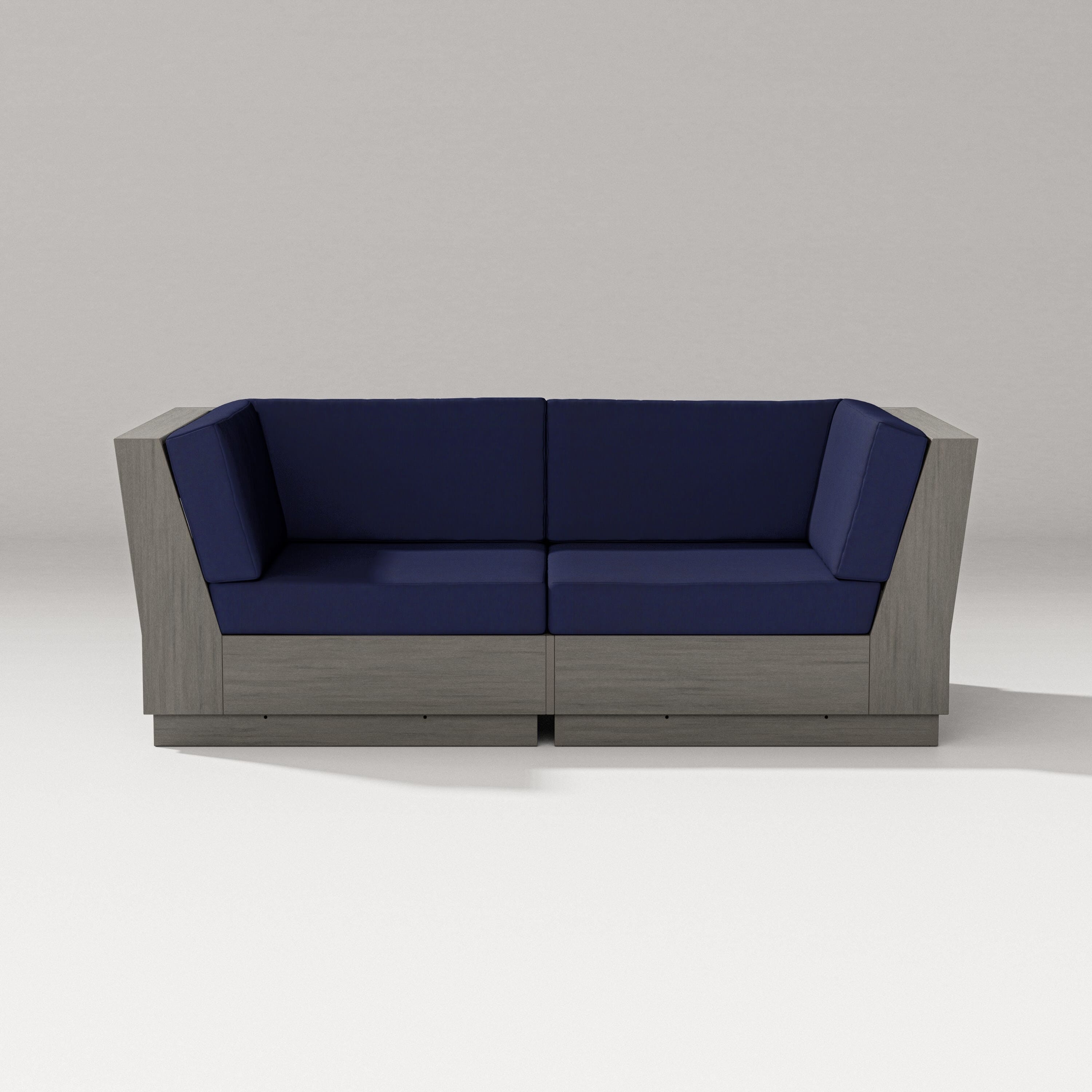 PW Designer Series Elevate Loveseat Sectional in Driftwood / Navy