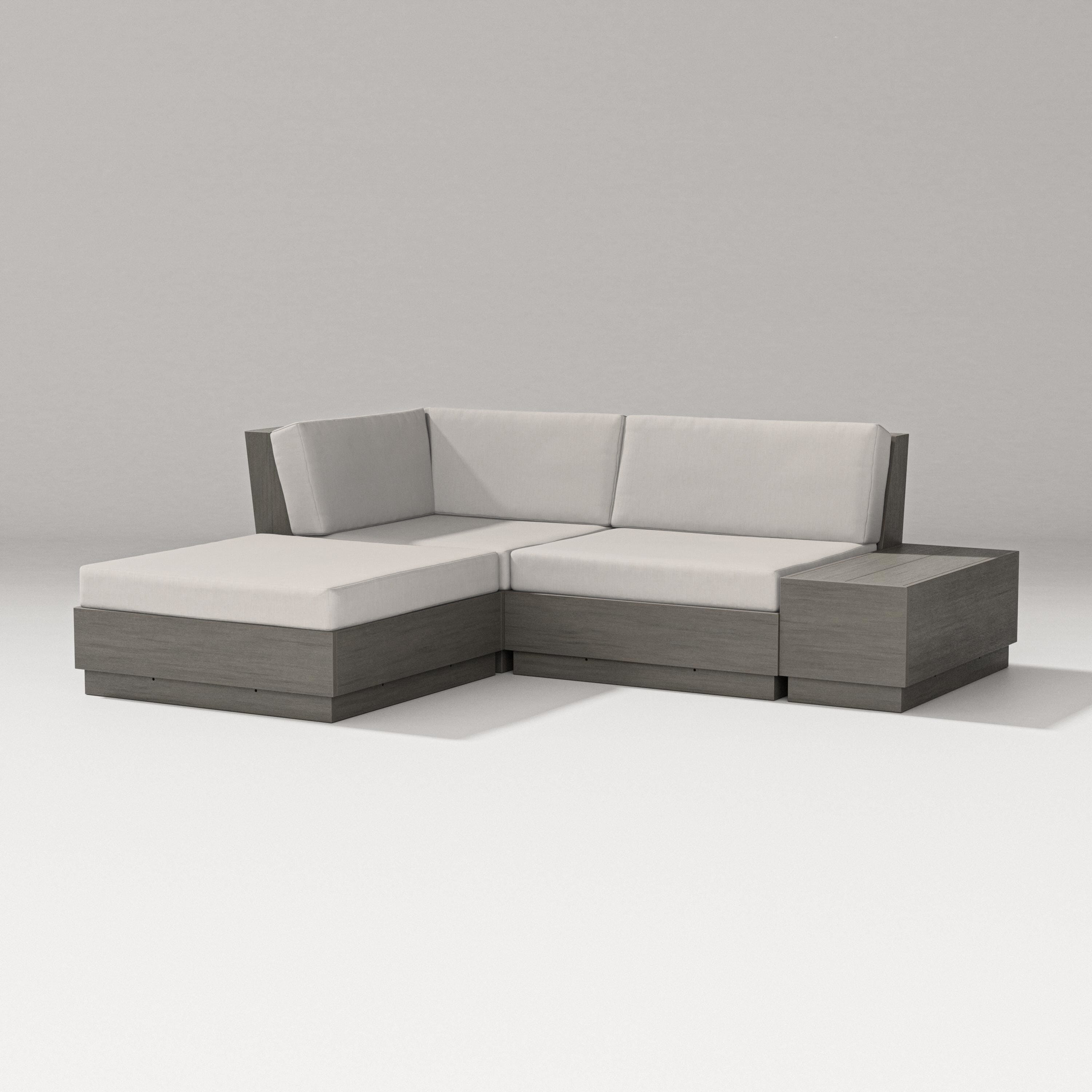 PW Designer Series Elevate Loveseat Sectional with Chaise in Driftwood / Cast Ash