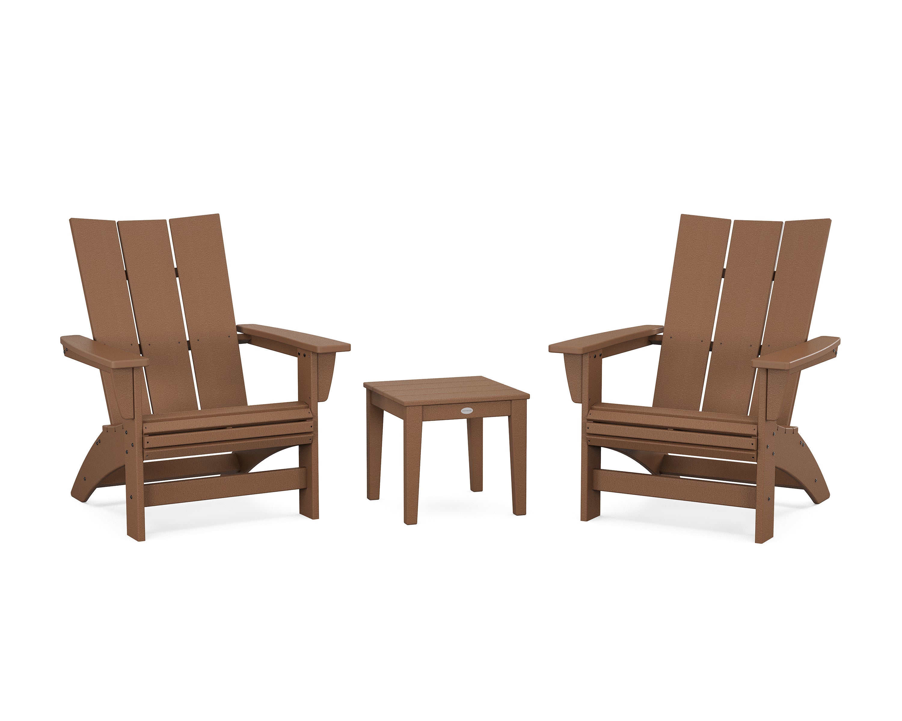 POLYWOOD 3-Piece Modern Grand Adirondack Set in Teak