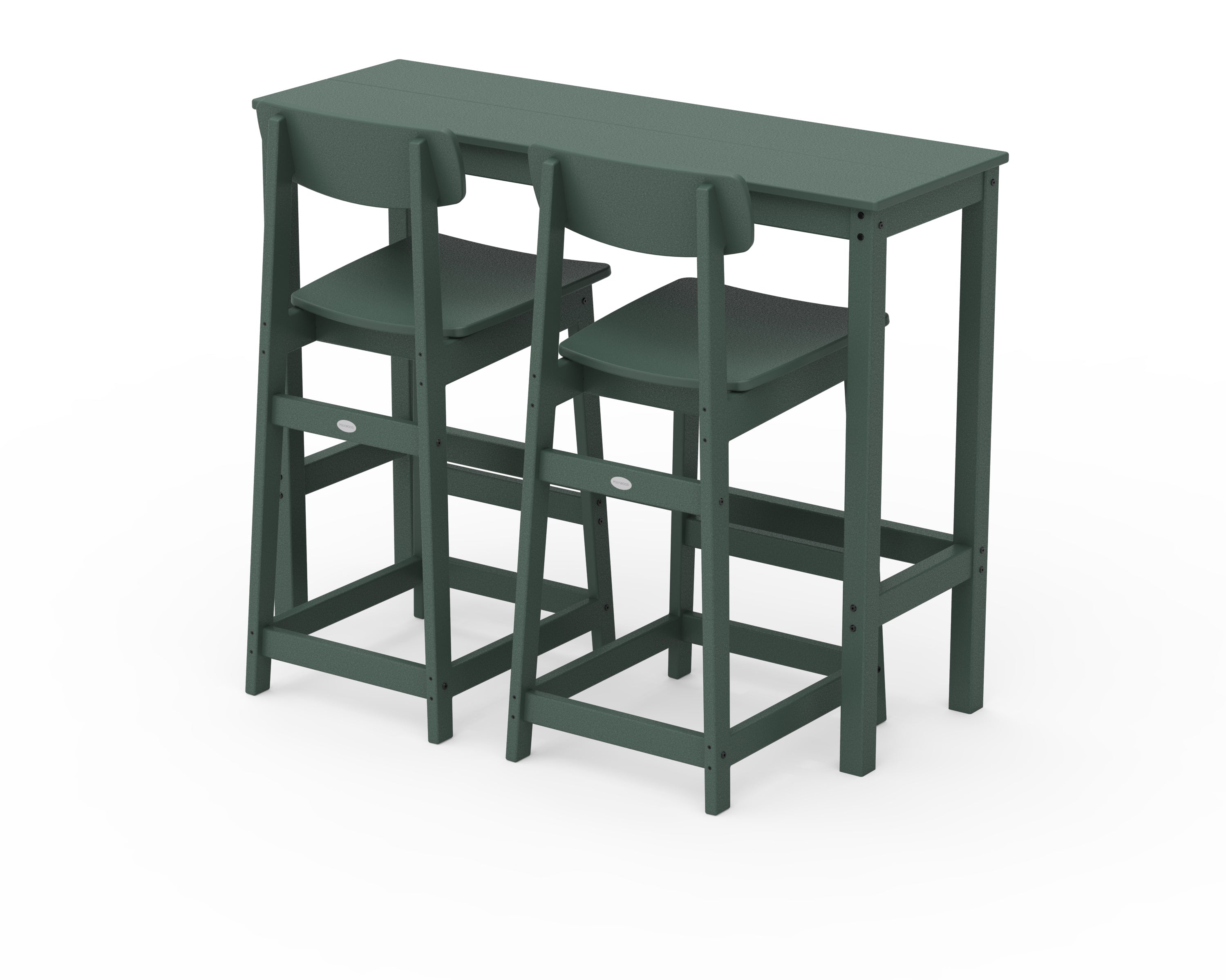 POLYWOOD Modern Studio Urban Bar Chair 3-Piece Balcony Set in Green