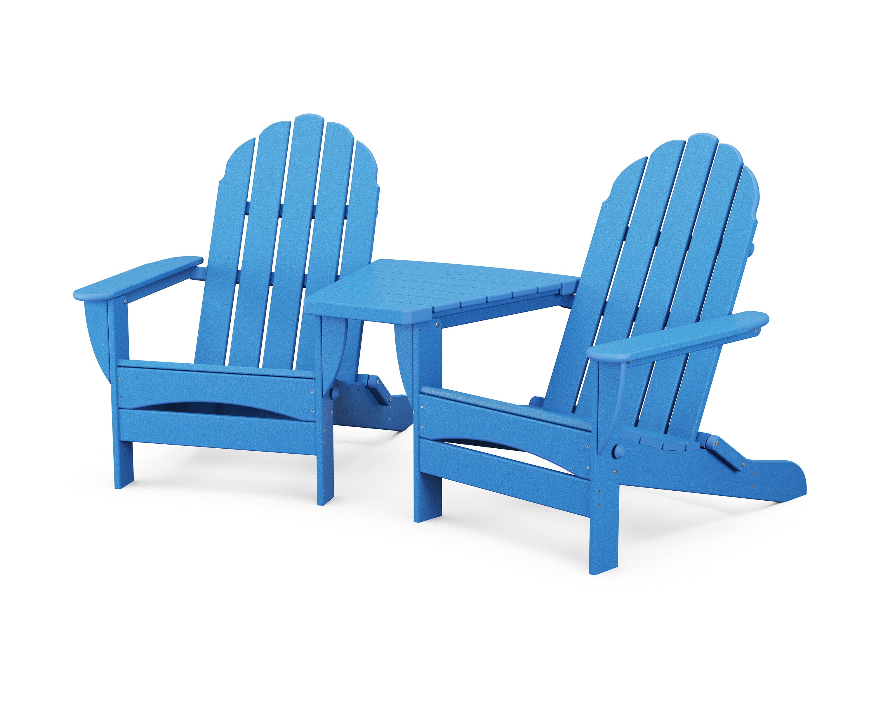 POLYWOOD® Classic Oversized Adirondacks with Angled Connecting Table in Pacific Blue