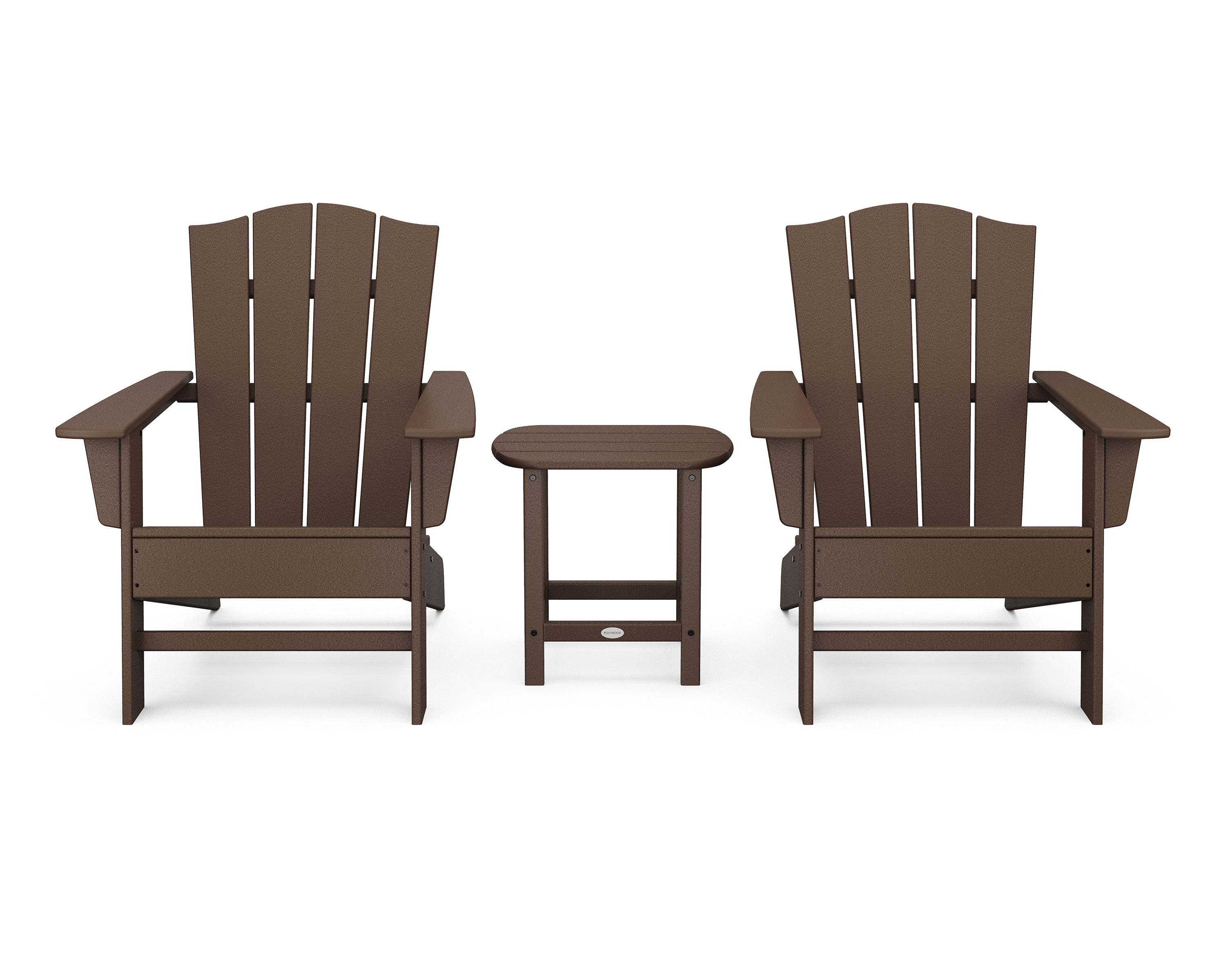 POLYWOOD Wave 3-Piece Adirondack Chair Set with The Crest Chairs in Mahogany