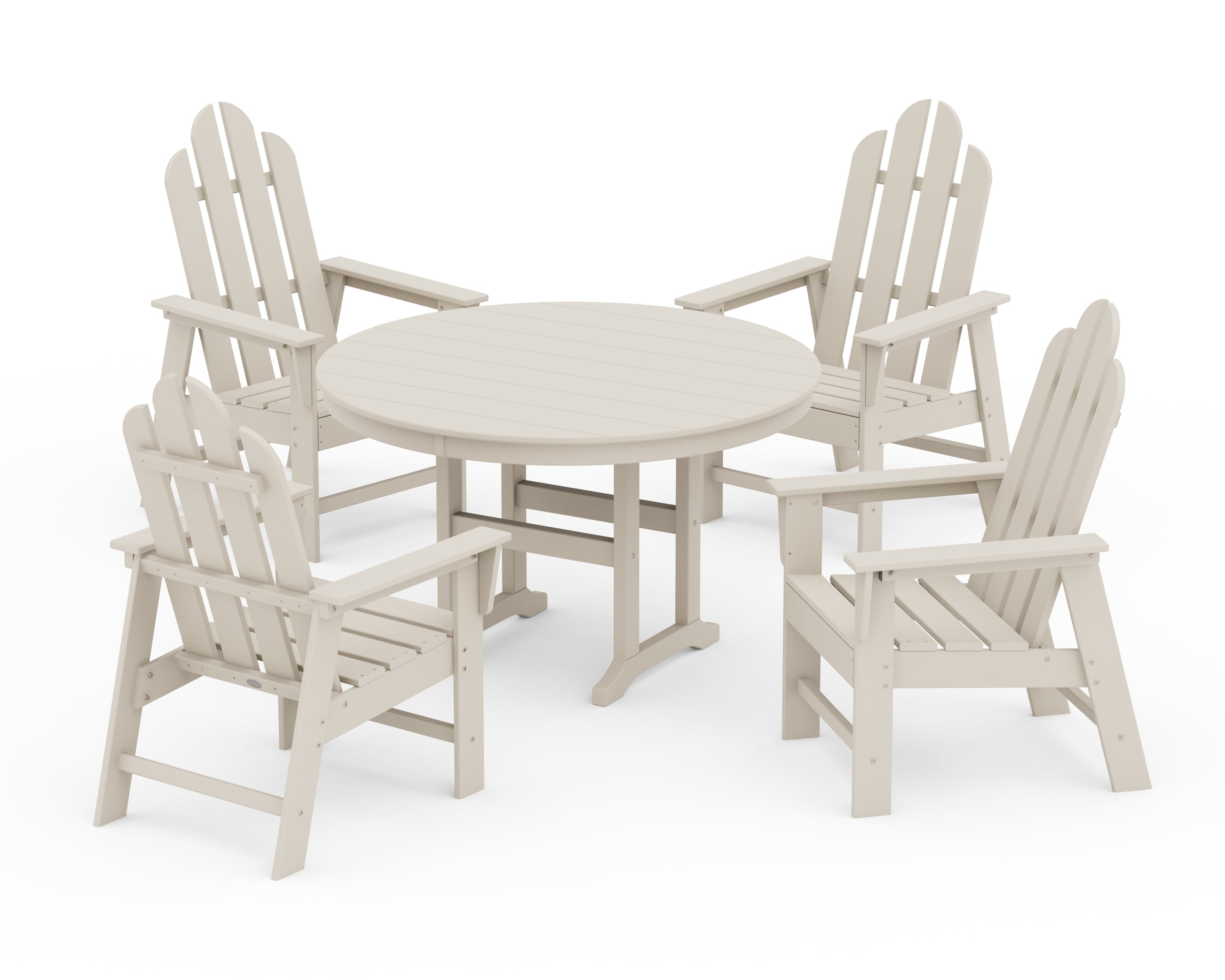 POLYWOOD Long Island 5-Piece Round Farmhouse Dining Set in Sand