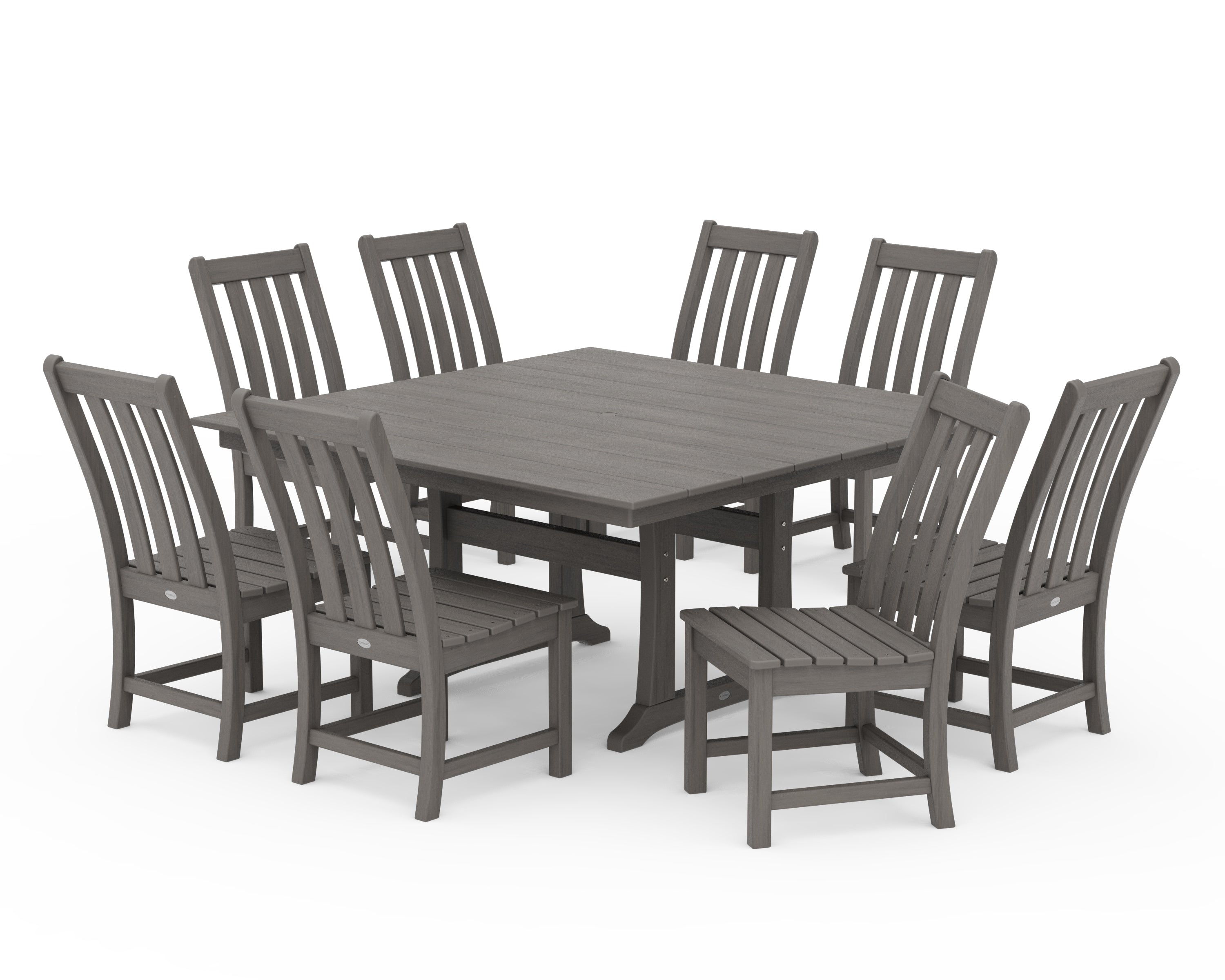 POLYWOOD Vineyard 9-Piece Farmhouse Trestle Dining Set in Driftwood