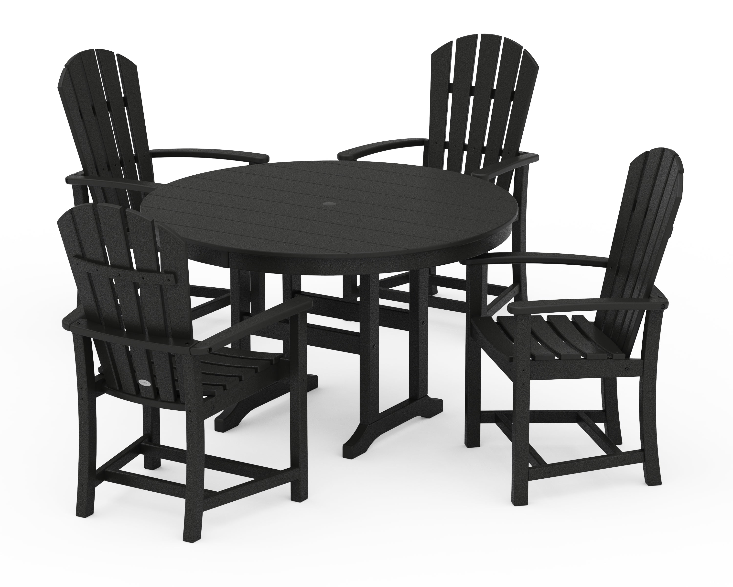 POLYWOOD Palm Coast 5-Piece Round Farmhouse Dining Set in Black