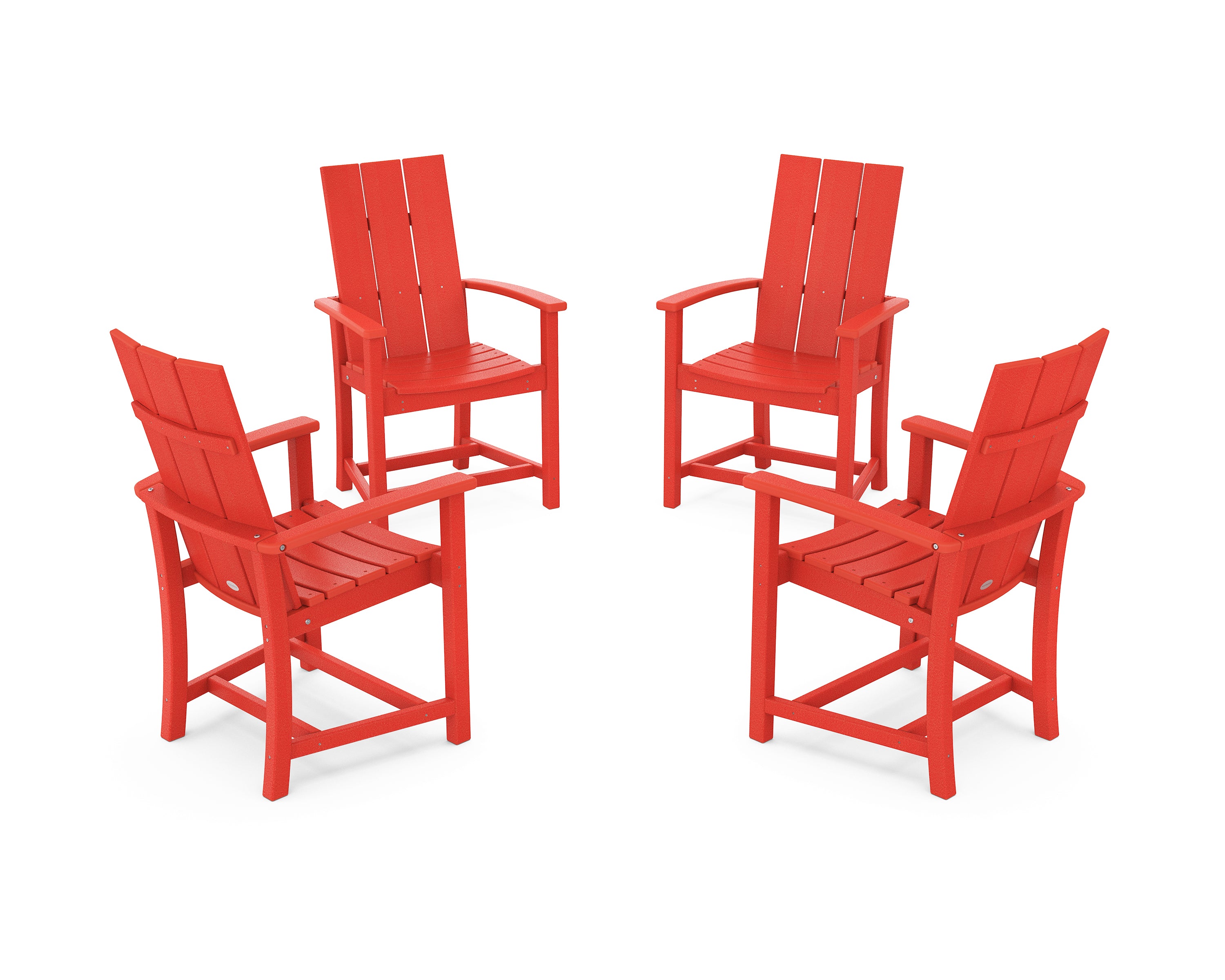 POLYWOOD Modern 4-Piece Upright Adirondack Conversation Set in Sunset Red