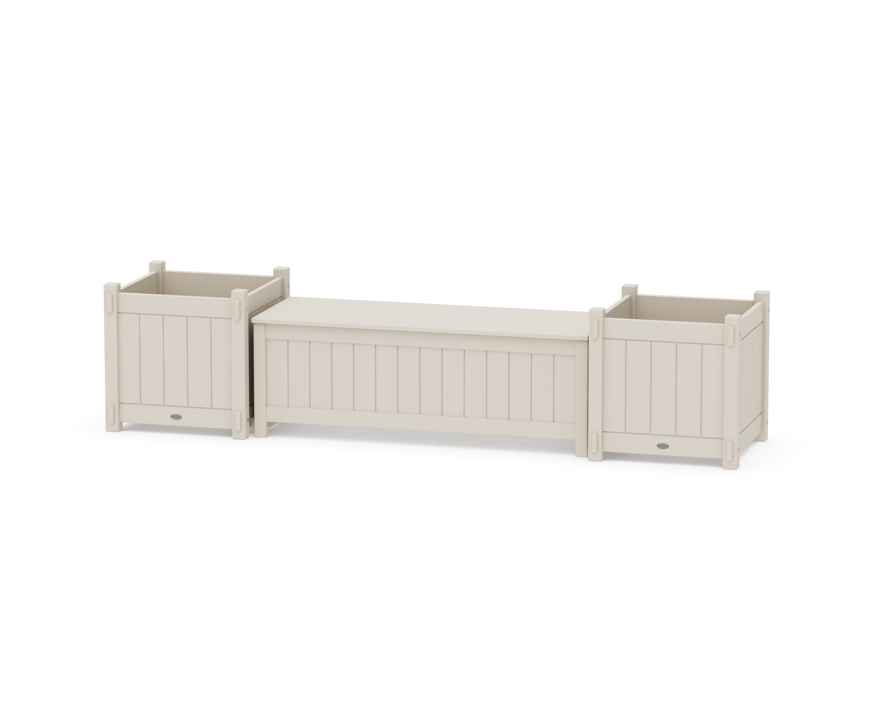 POLYWOOD 48" Vineyard Straight Planter Storage Bench Set- Large in Sand