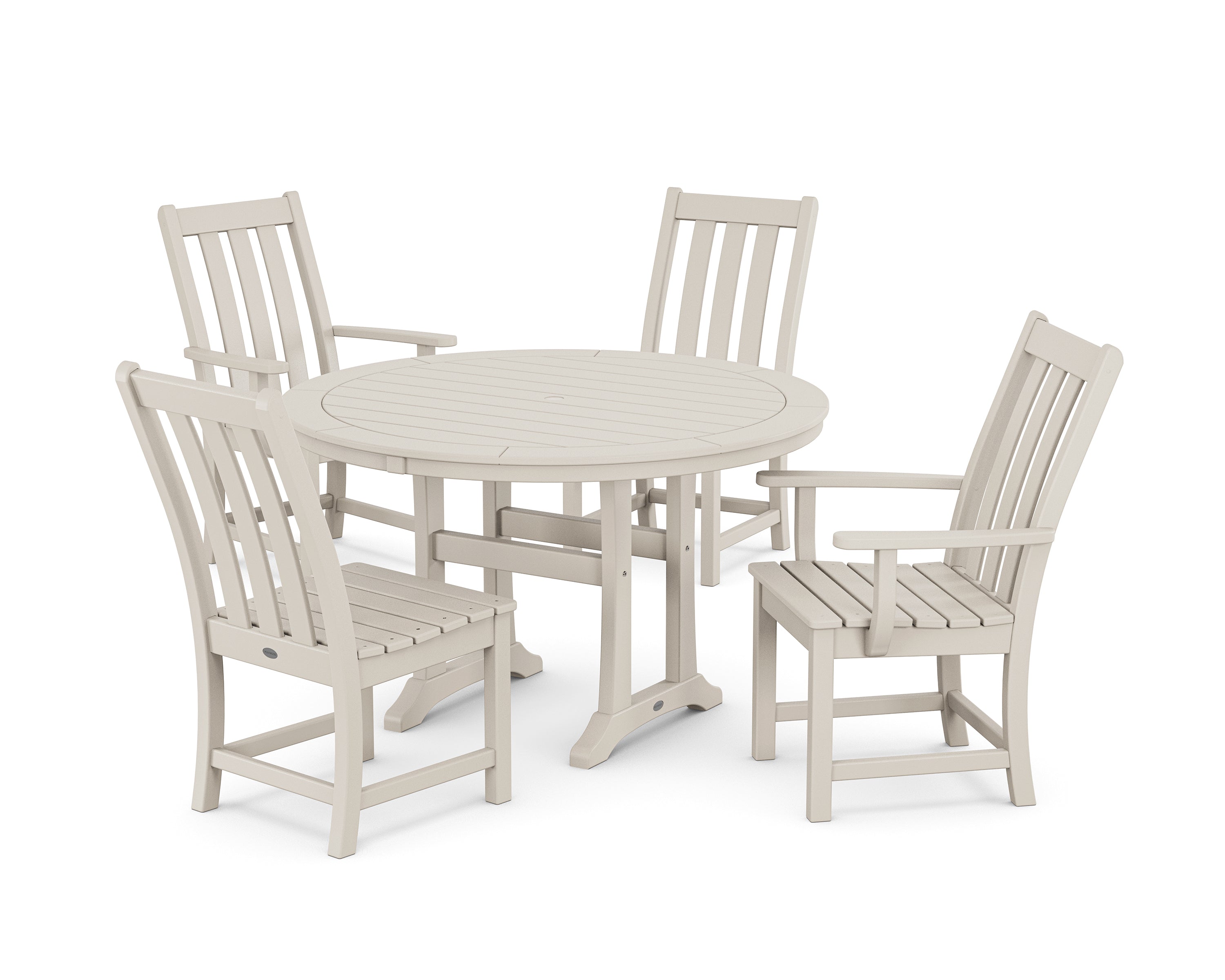 POLYWOOD® Vineyard 5-Piece Nautical Trestle Dining Set in Sand
