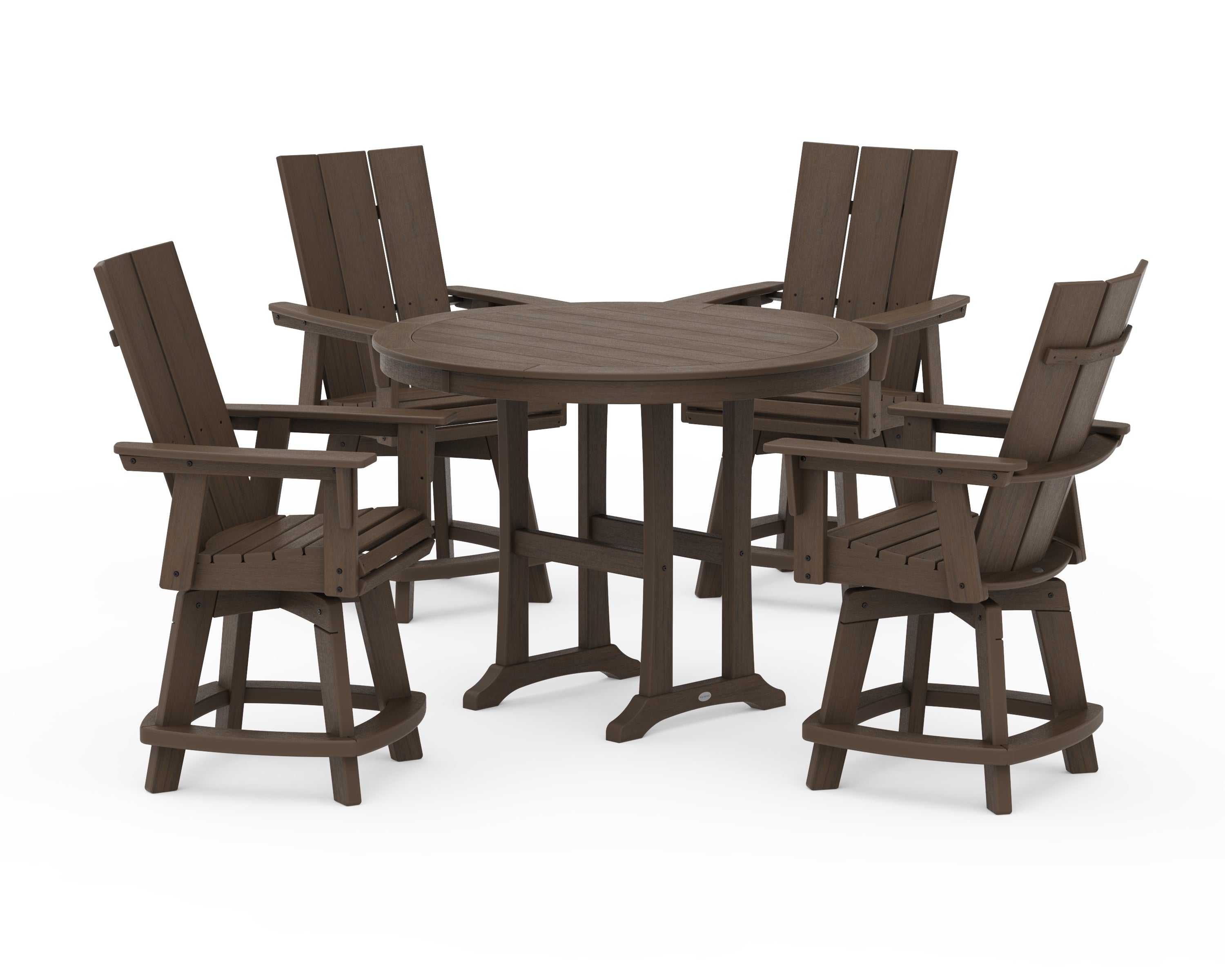 POLYWOOD 5-Piece Modern Swivel Counter Set in Kona