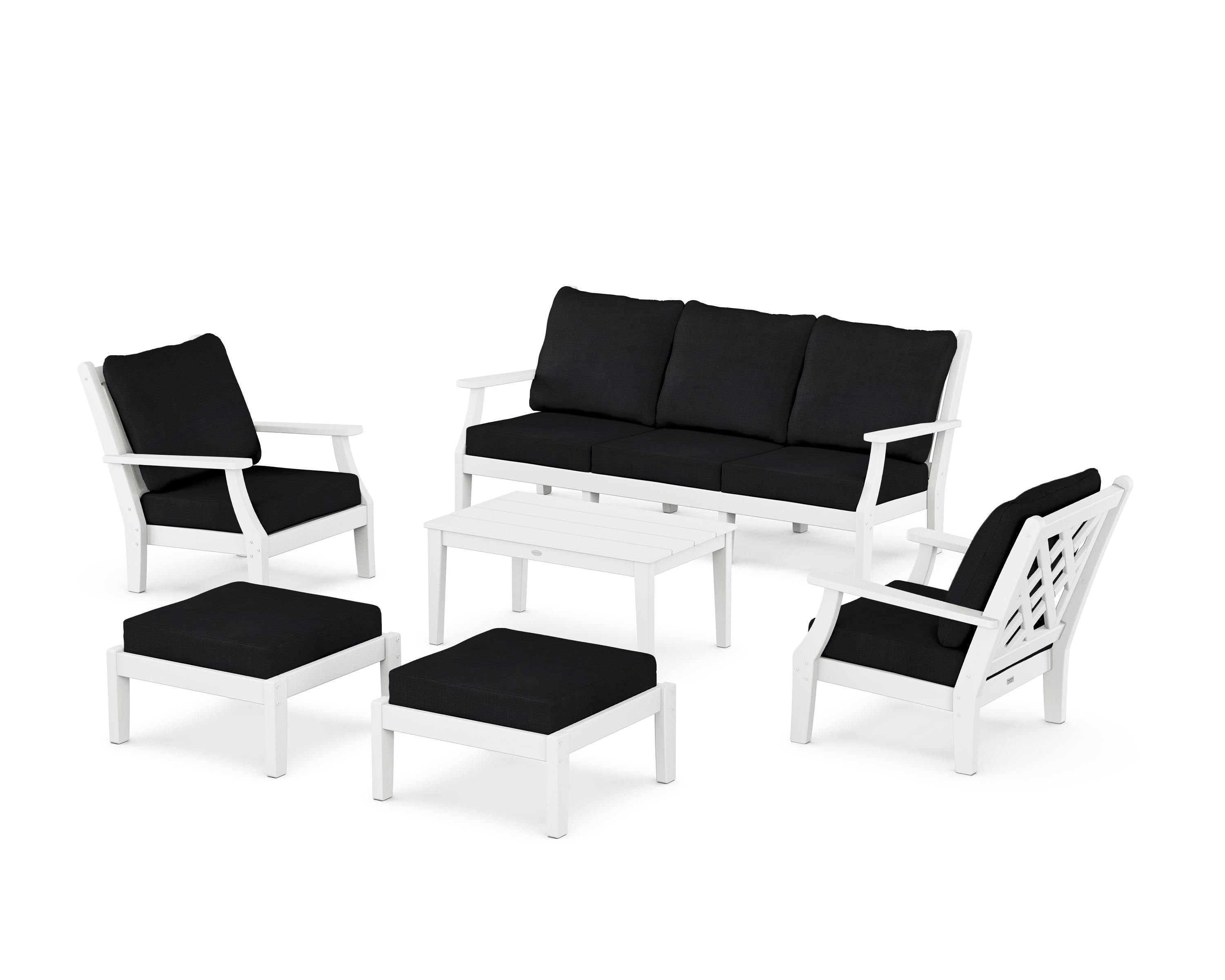 Country Living Wovendale 6-Piece Lounge Sofa Set in White / Midnight Linen