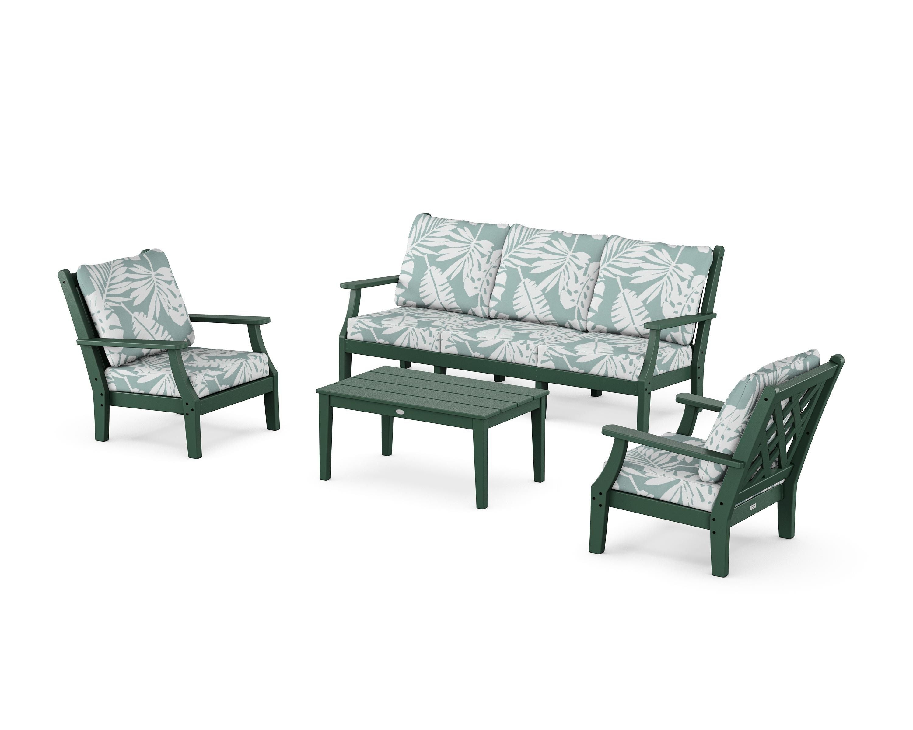 Country Living Wovendale 4-Piece Deep Seating Set with Sofa in Green / Leaf Glacier Spa