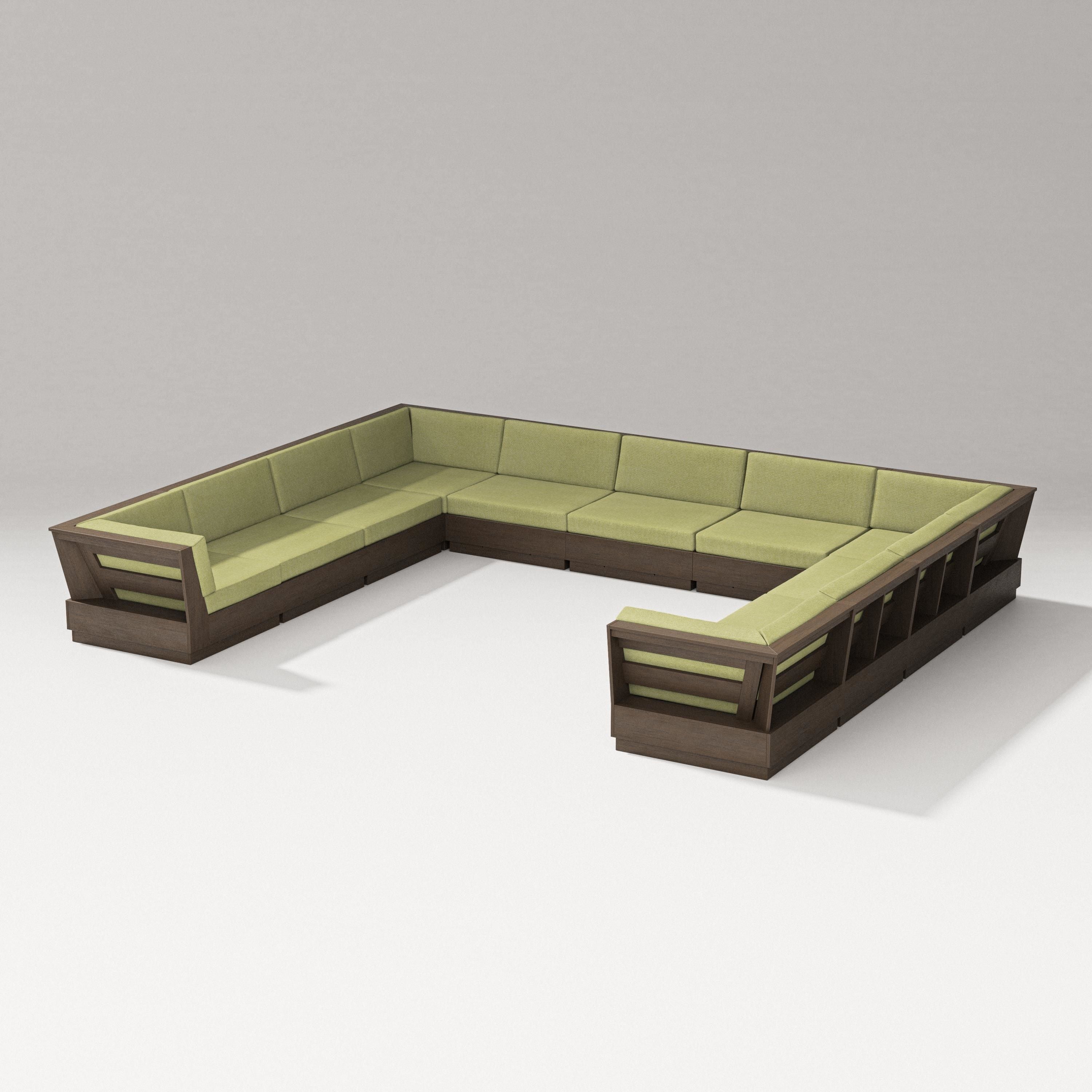 PW Designer Series Elevate Large U-Shaped Sectional in Kona / Chartreuse Boucle