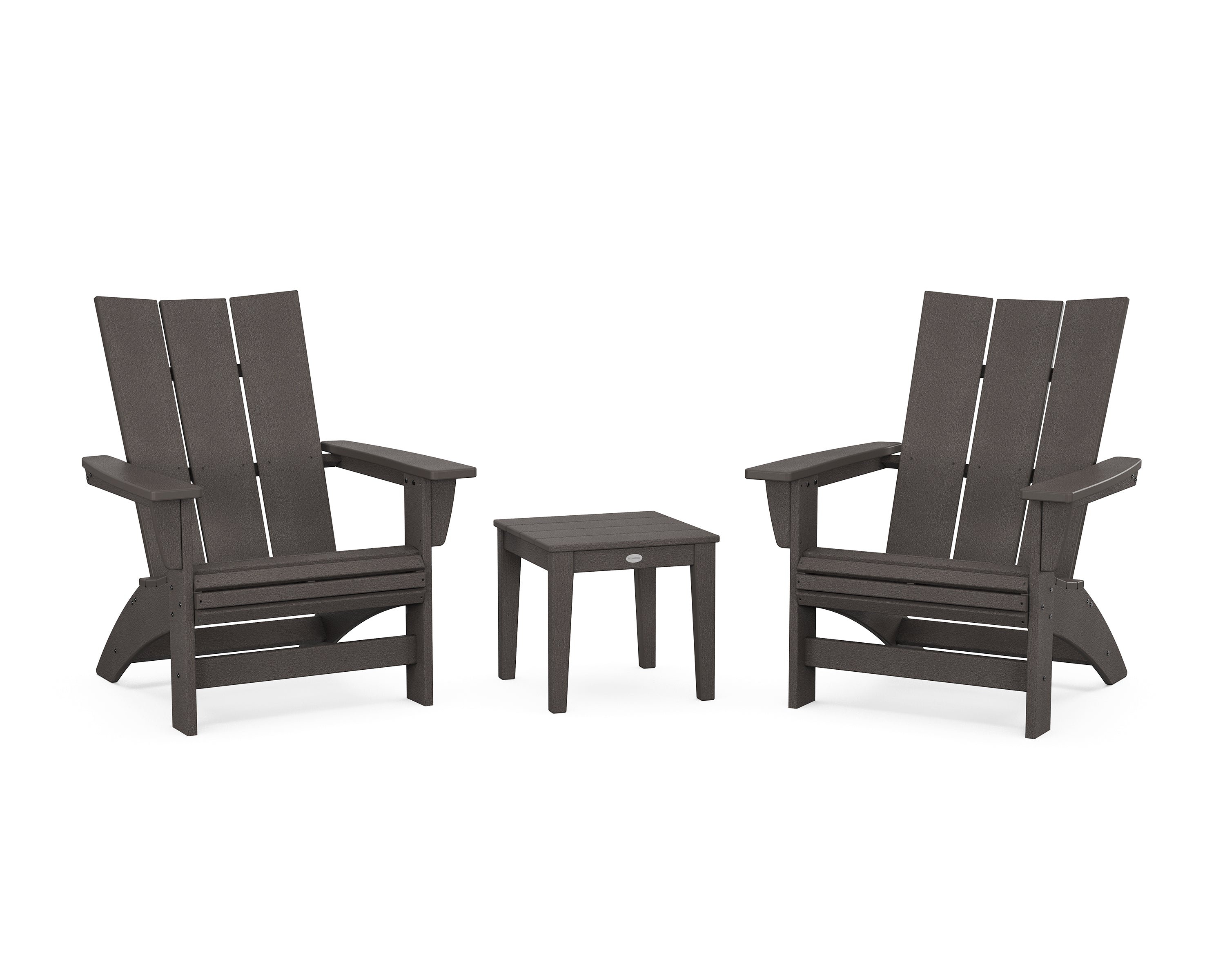 POLYWOOD 3-Piece Modern Grand Adirondack Set in Vintage Coffee