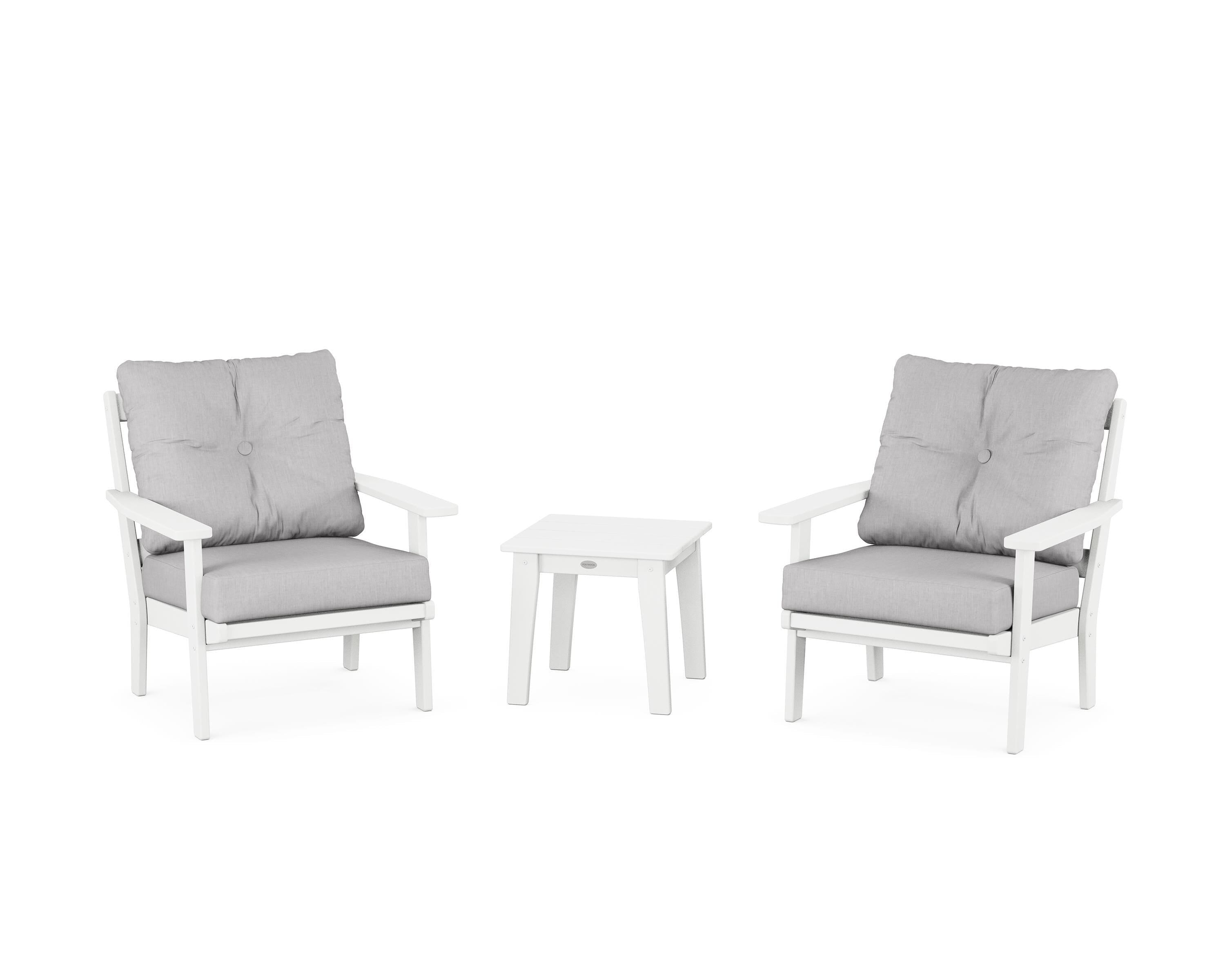 POLYWOOD Prairie 3-Piece Deep Seating Set in White / Granite