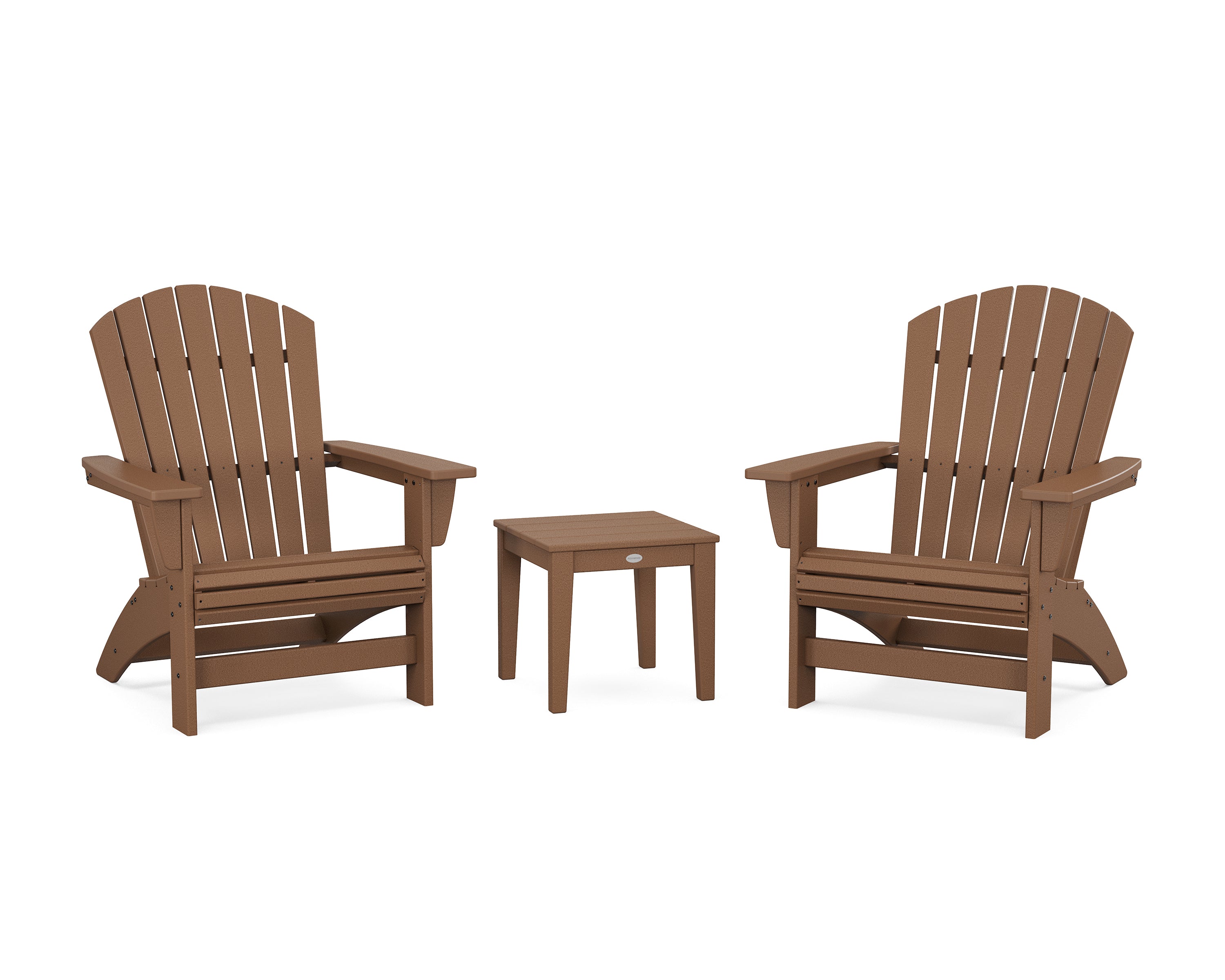 POLYWOOD 3-Piece Nautical Grand Adirondack Set in Teak