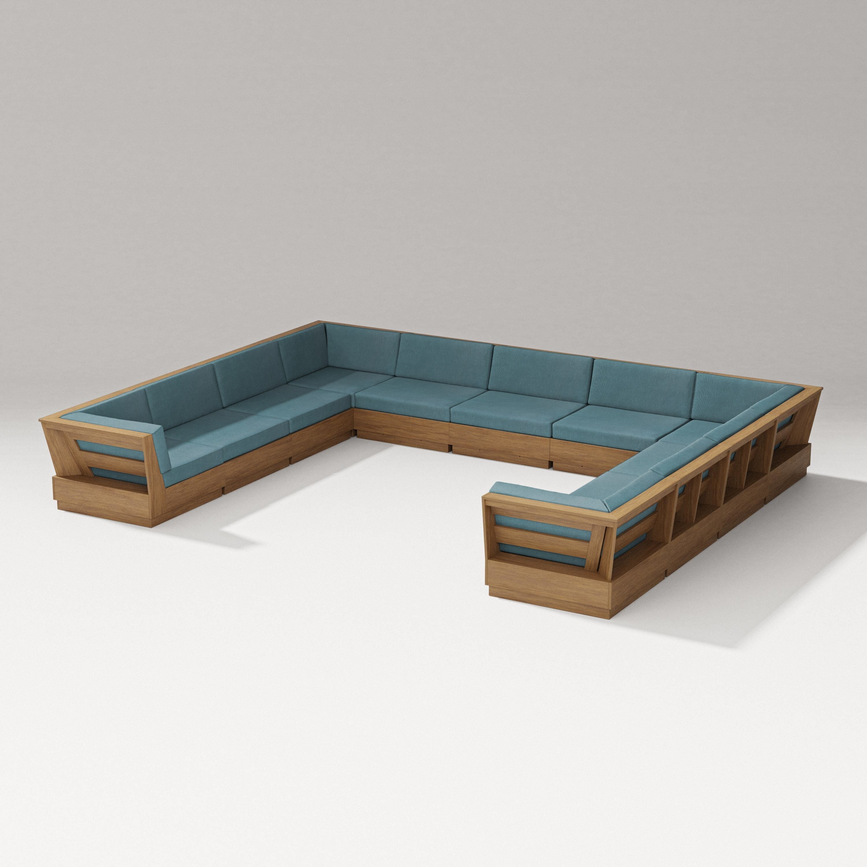 PW Designer Series Elevate Large U-Shaped Sectional in Natural / Ocean Teal