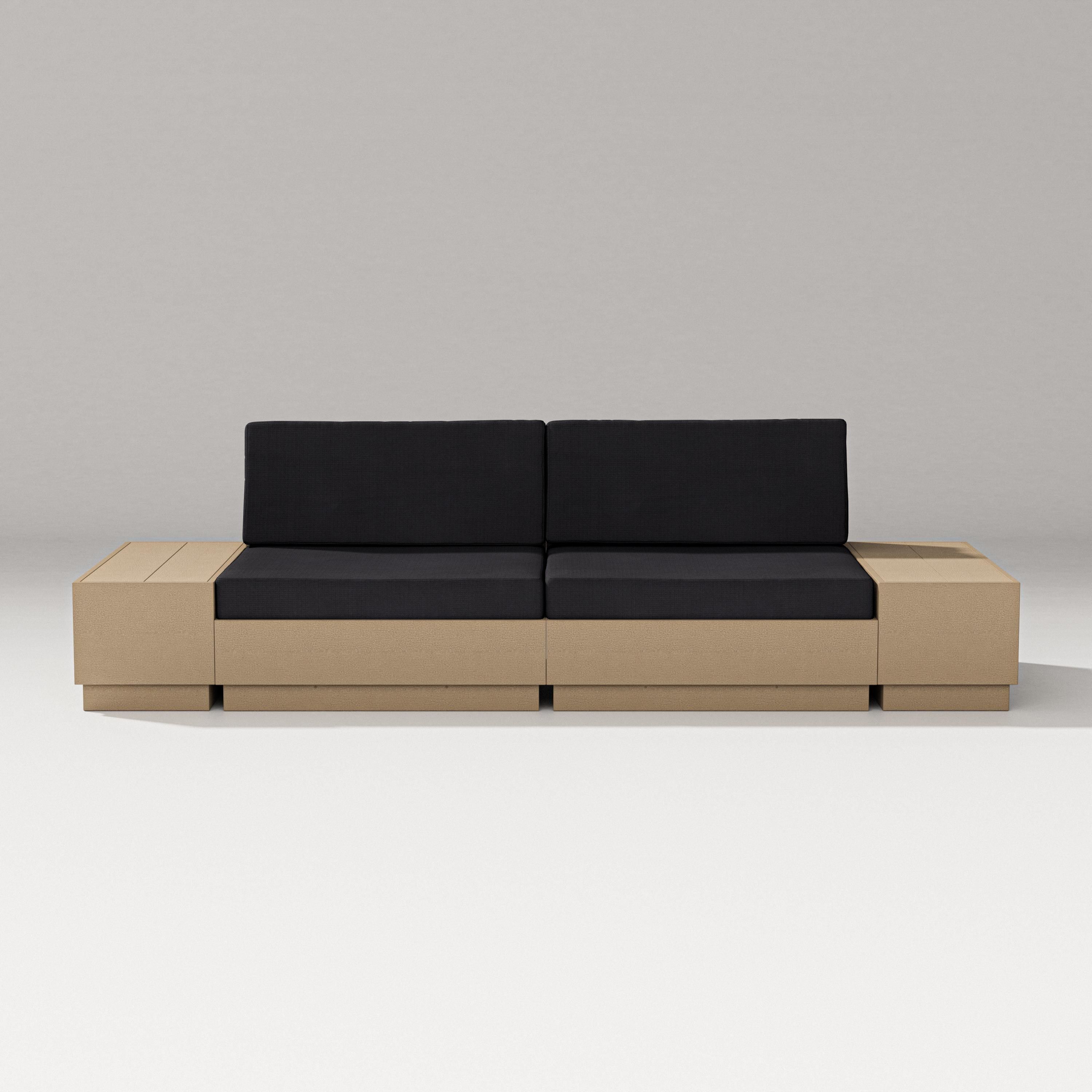 PW Designer Series Elevate 4-Piece Loveseat Sectional in Vintage Sahara / Midnight Linen