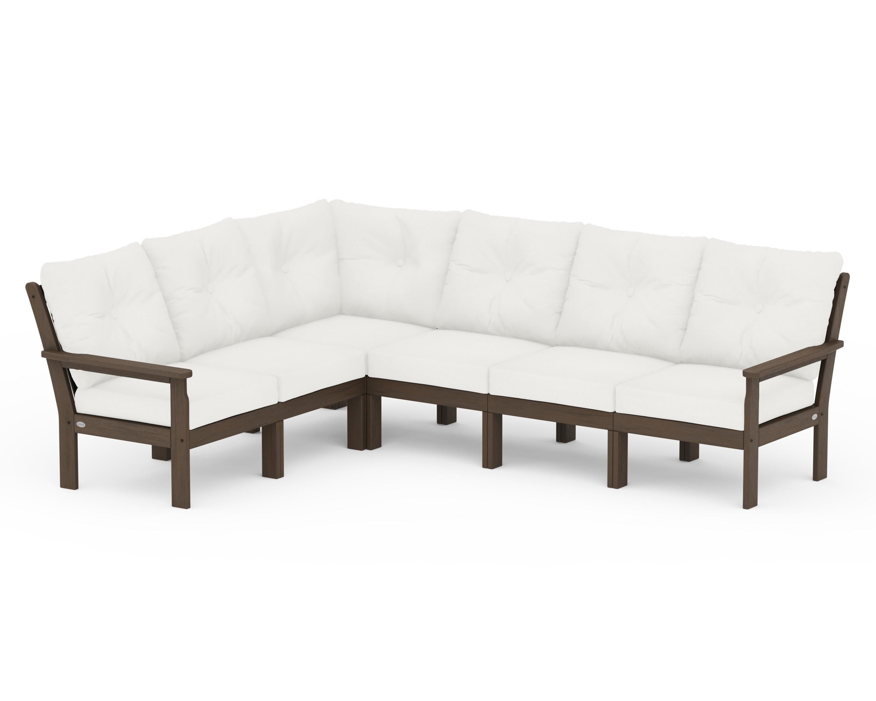 POLYWOOD Vineyard 6-Piece Sectional in Kona / Natural Linen