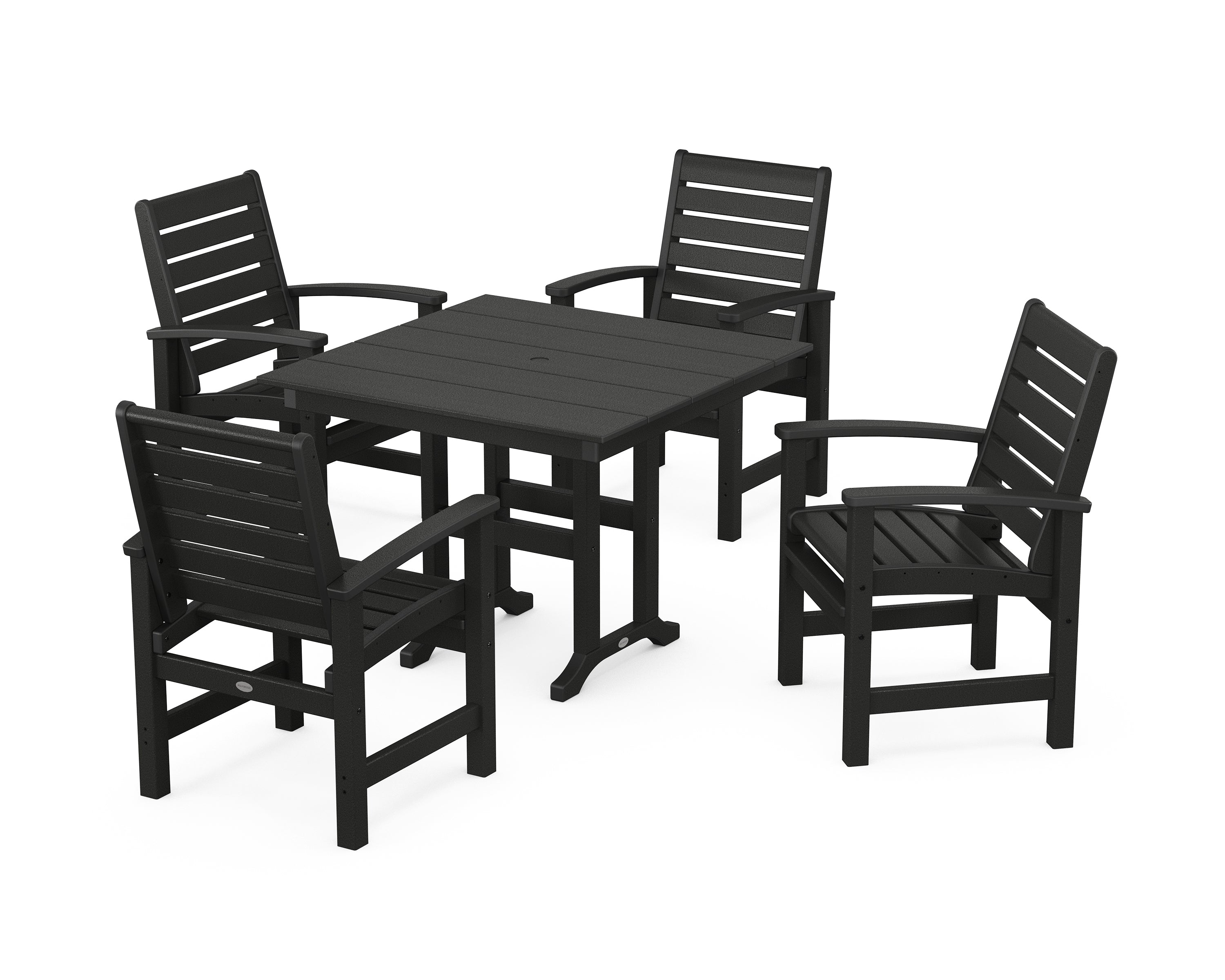 POLYWOOD® Signature 5-Piece Farmhouse Dining Set in Black