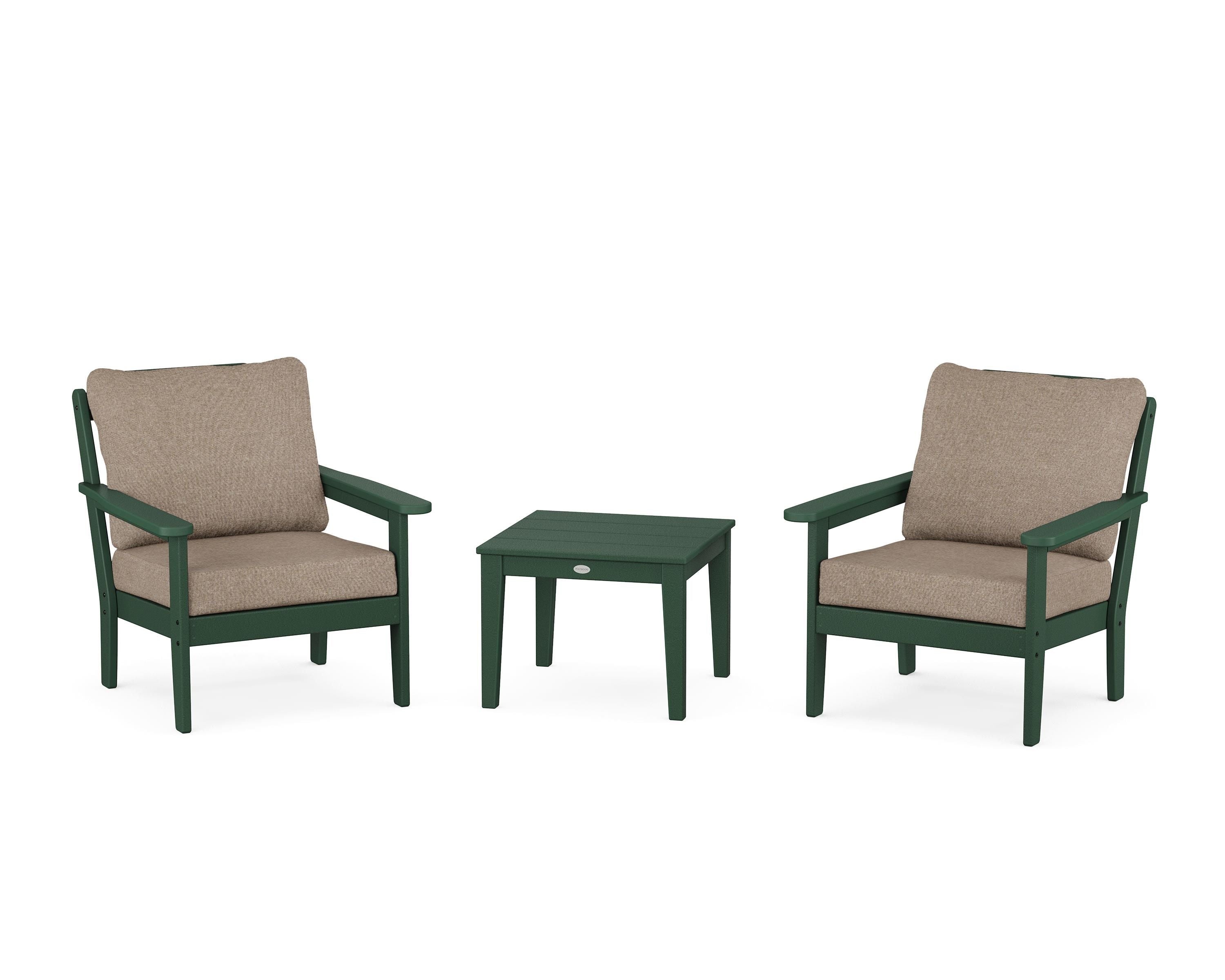 Country Living Cottage 3-Piece Deep Seating Set in Green / Spiced Burlap