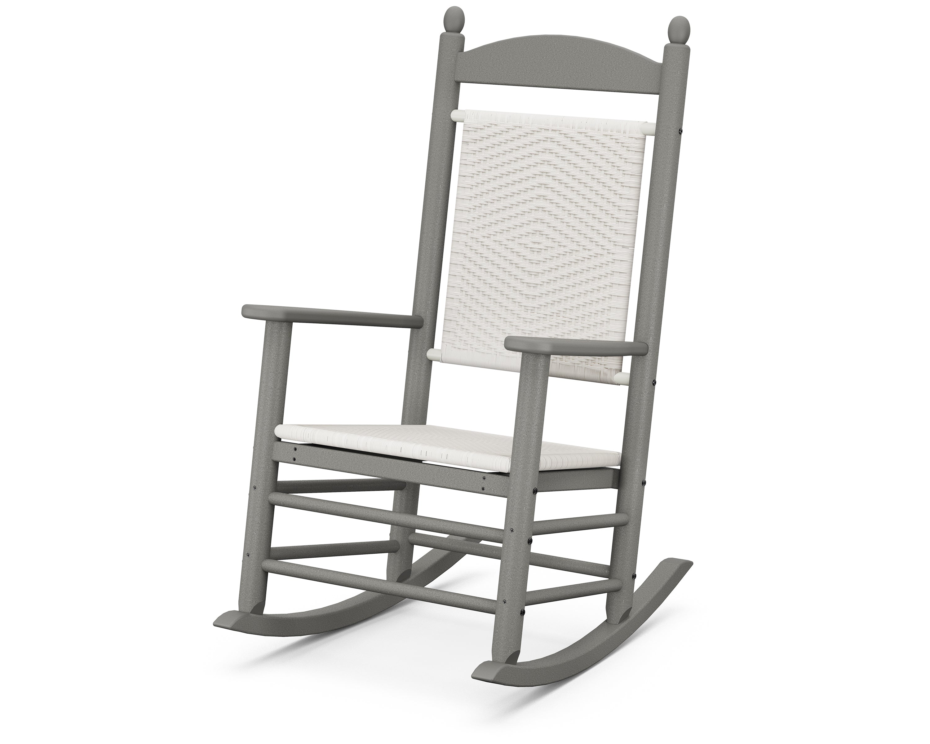 POLYWOOD Jefferson Woven Rocking Chair in Slate Grey / White Loom