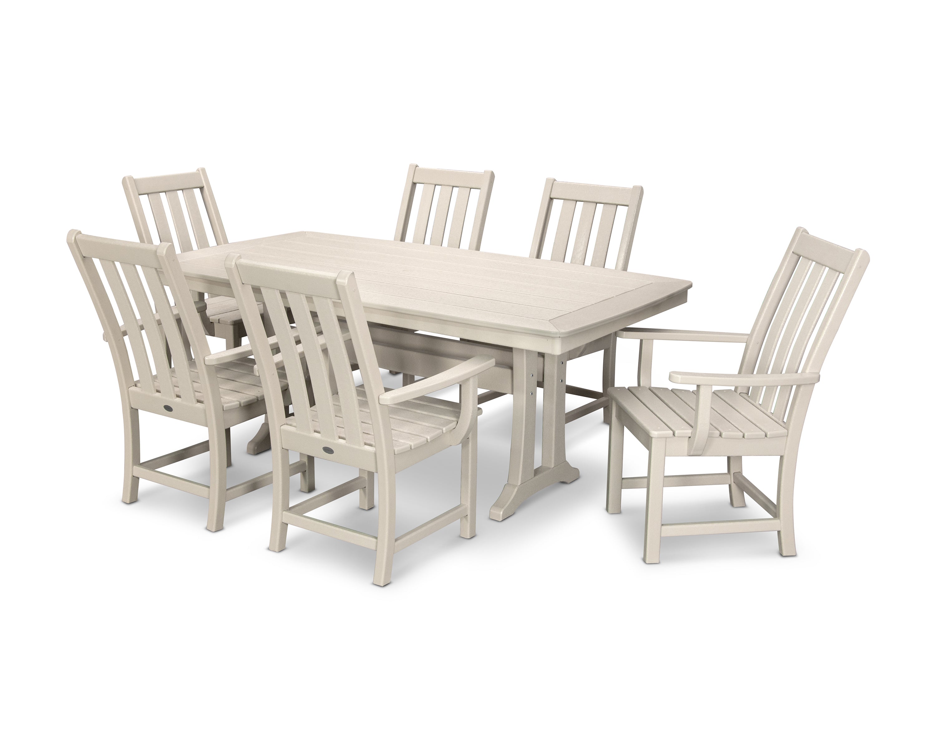POLYWOOD Vineyard 7-Piece Arm Chair Dining Set in Sand