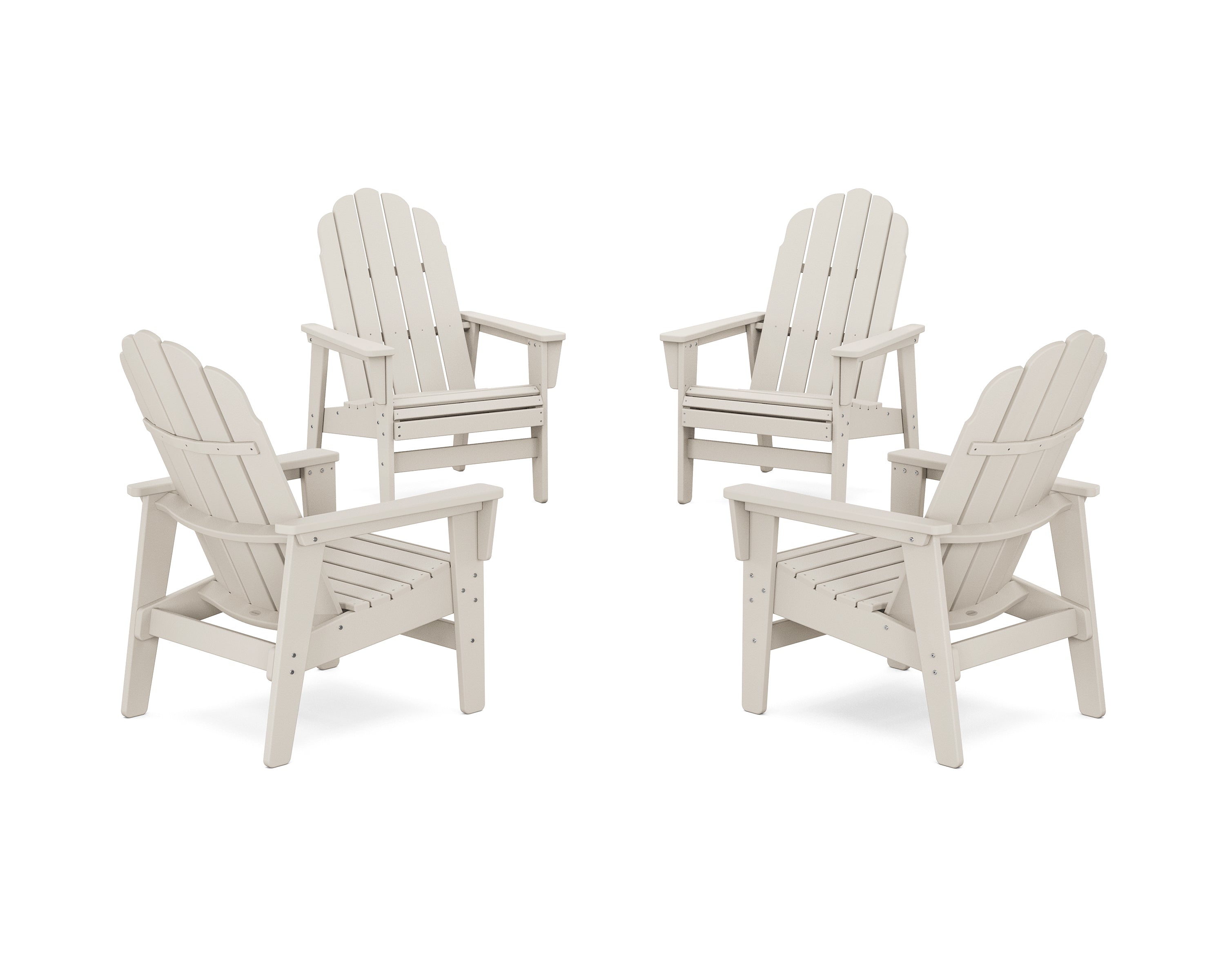 POLYWOOD 4-Piece Vineyard Grand Upright Adirondack Chair Conversation Set in Sand